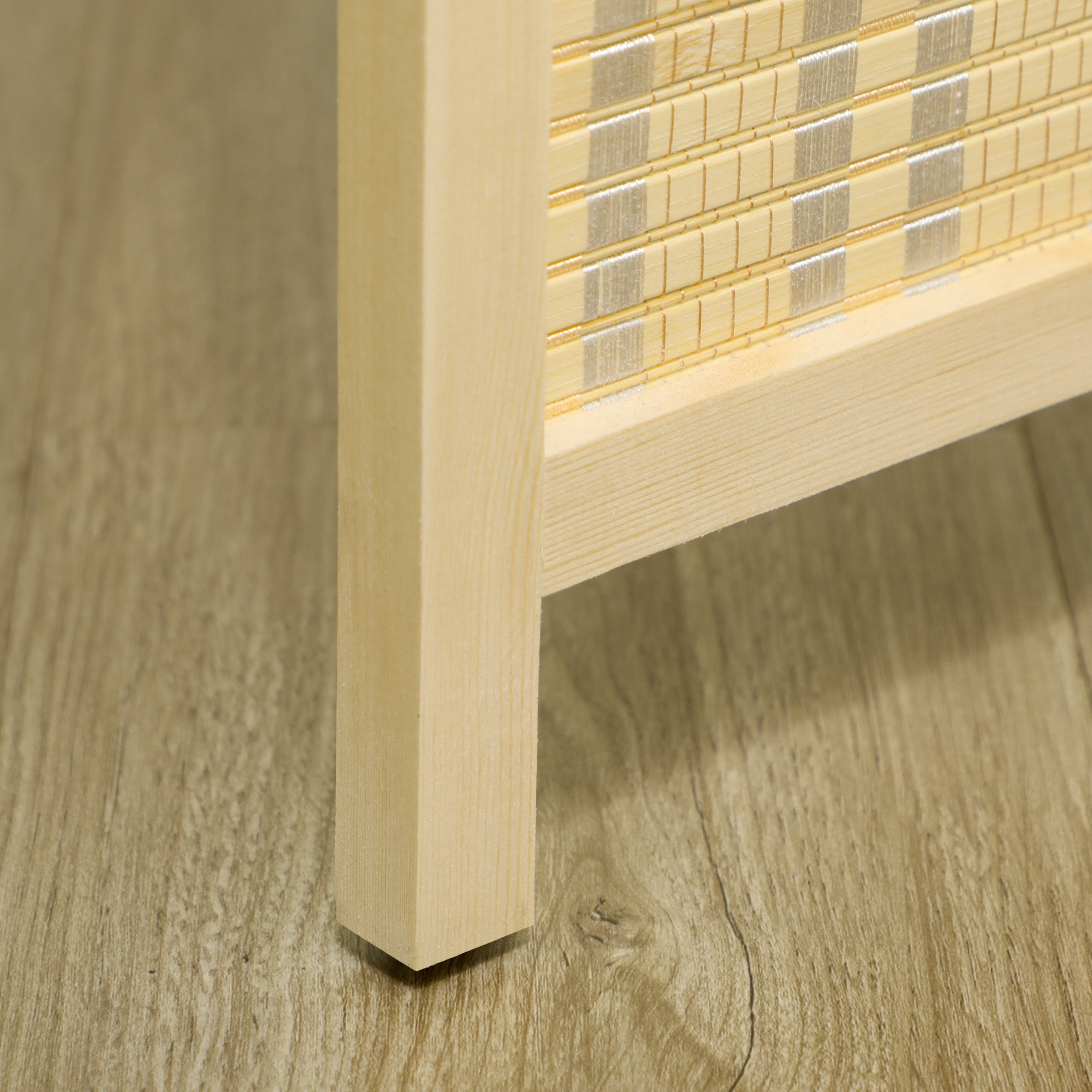 4-teiliger Raumteiler, 180 x 180 cm, Faltbarer Sichtschutz aus Bambus und Baumwolle für Wohnzimmer, Schlafzimmer, Natur