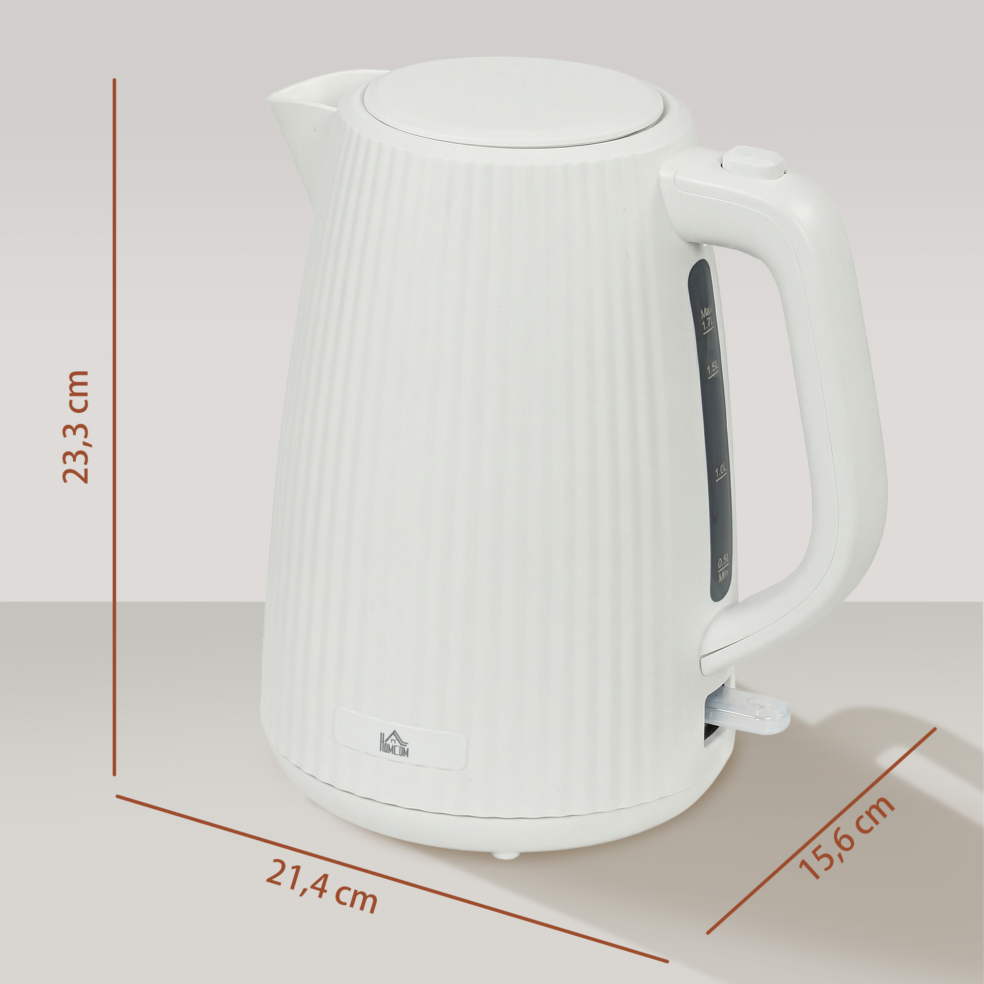 Wasserkocher, 1,7L Schnellkochfunktion, 2200W, mit herausnehmbarem Kalkfilter, Abschaltautomatik, Cremeweiß