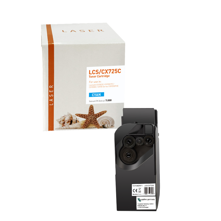 CS/CX725C alternativ Toner cyan für Lexmark / 74C2SC0 / 7.000 Seiten