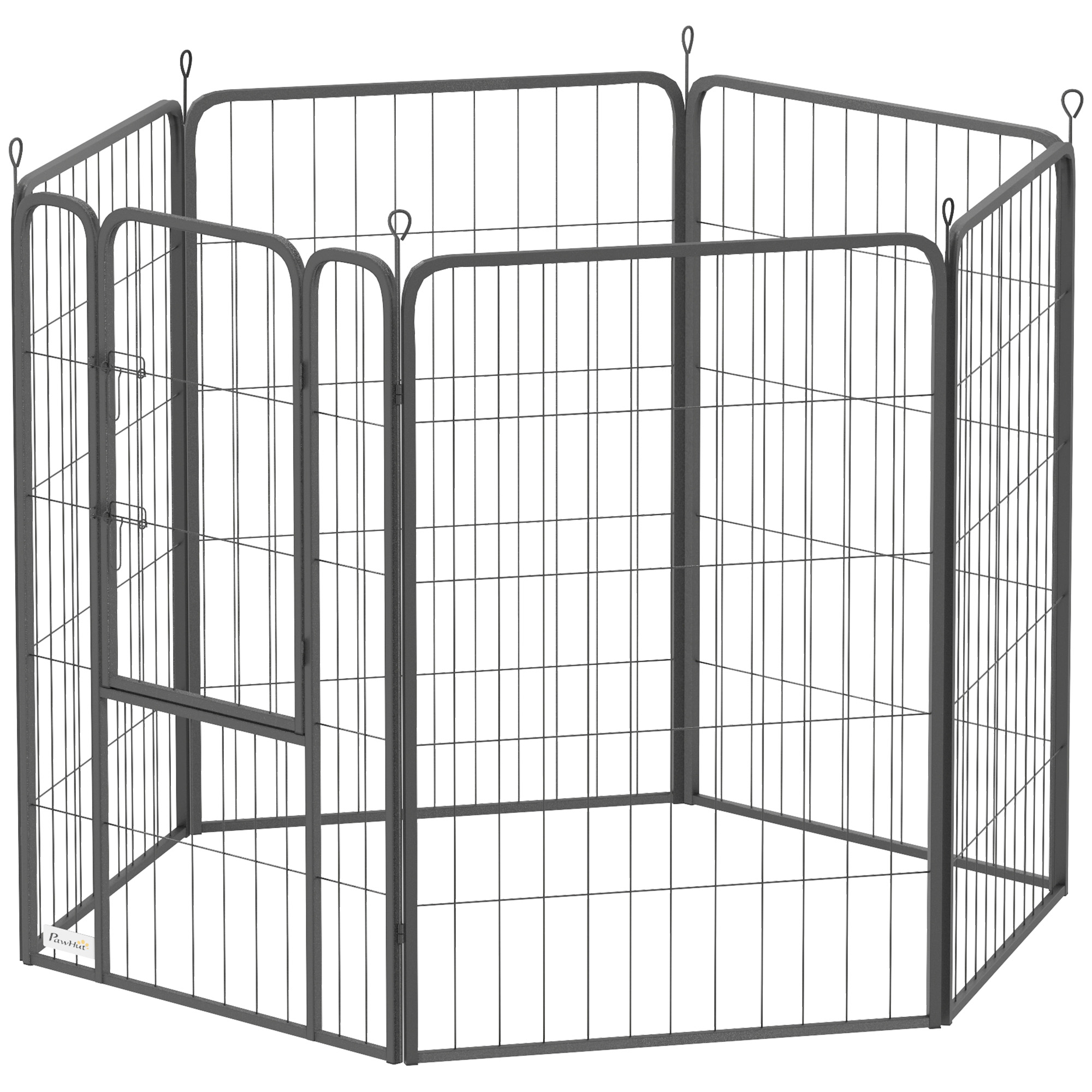 Laufstall für Hunde mit 6 Paneelen, robust, mit sicherer Tür, für drinnen und draußen, für Garten, Camping, 100 cm hoch