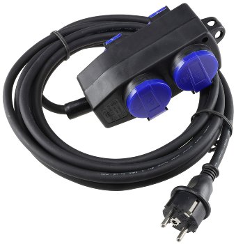 Werkstatt-Steckdose, 4-fach, 5m Kabel / IP44, mit Aufhänger, H07RN-F 3G1,5mm²