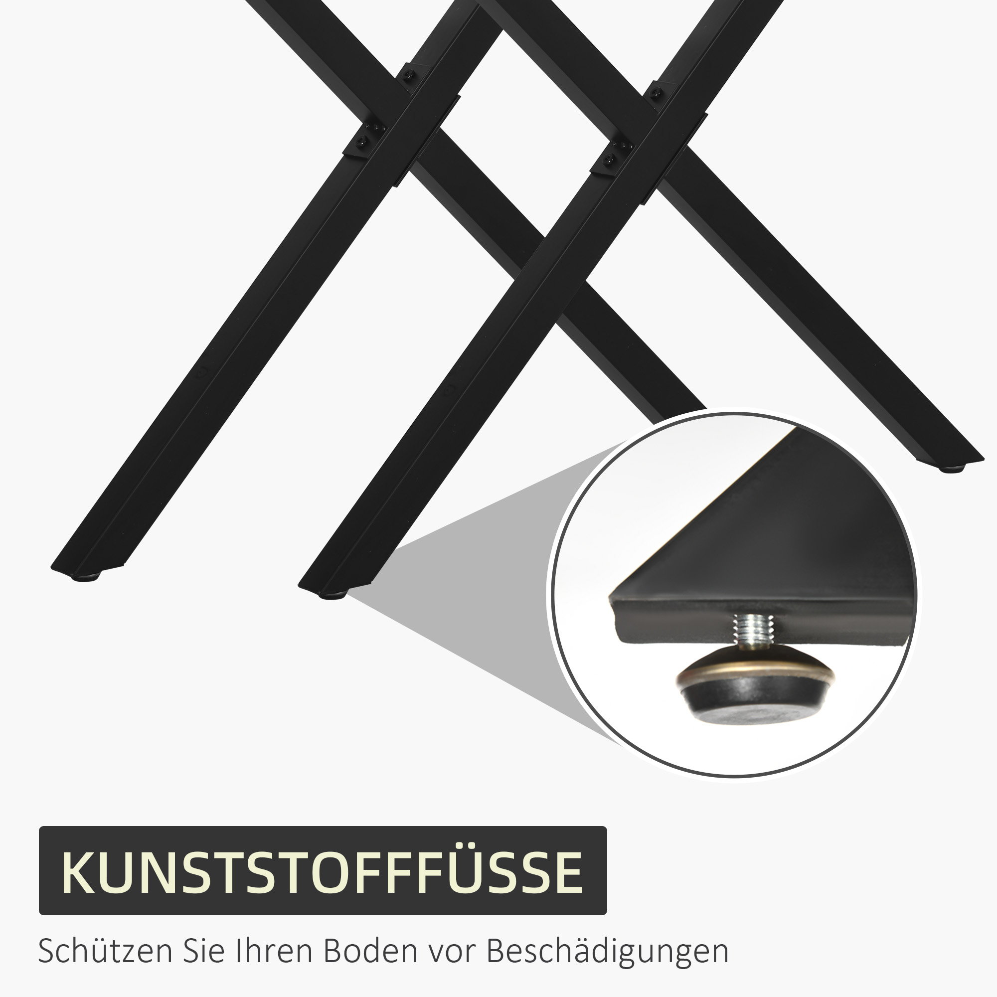 2 Stück Stahl Tischbeine Tischfüße für Esstisch Schreibtisch Couchtisch Tischgestell in X-Form Schwarz 72cm