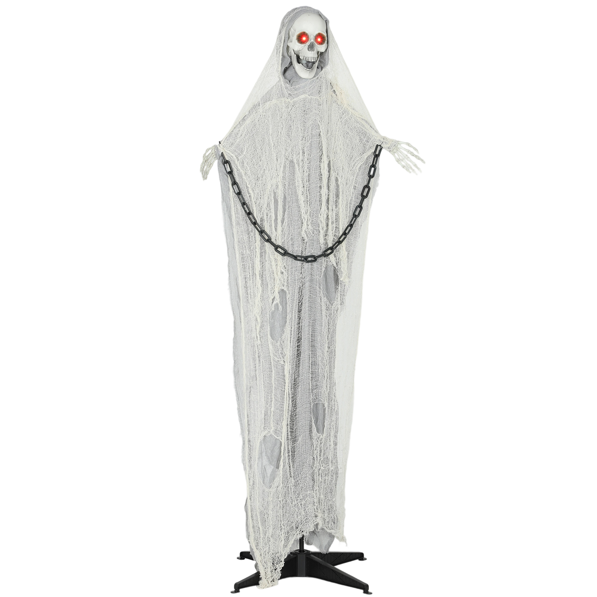 Halloween Deko Sensenmann Outdoor 183cm Animiert Sprechende Halloween Sensenmann mit Leuchtenden Augen gruseligem Sound Halloweendeko Halloween-Dekoration für Tür Garten Party Hof Spukhaus