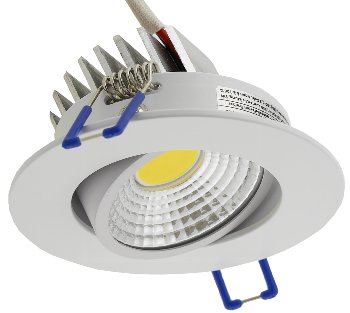 LED-Einbauleuchte "COB-5", 5W, 420lm / ALU, 3000K, 95°, Ø85xT47mm, Rahmen weiß