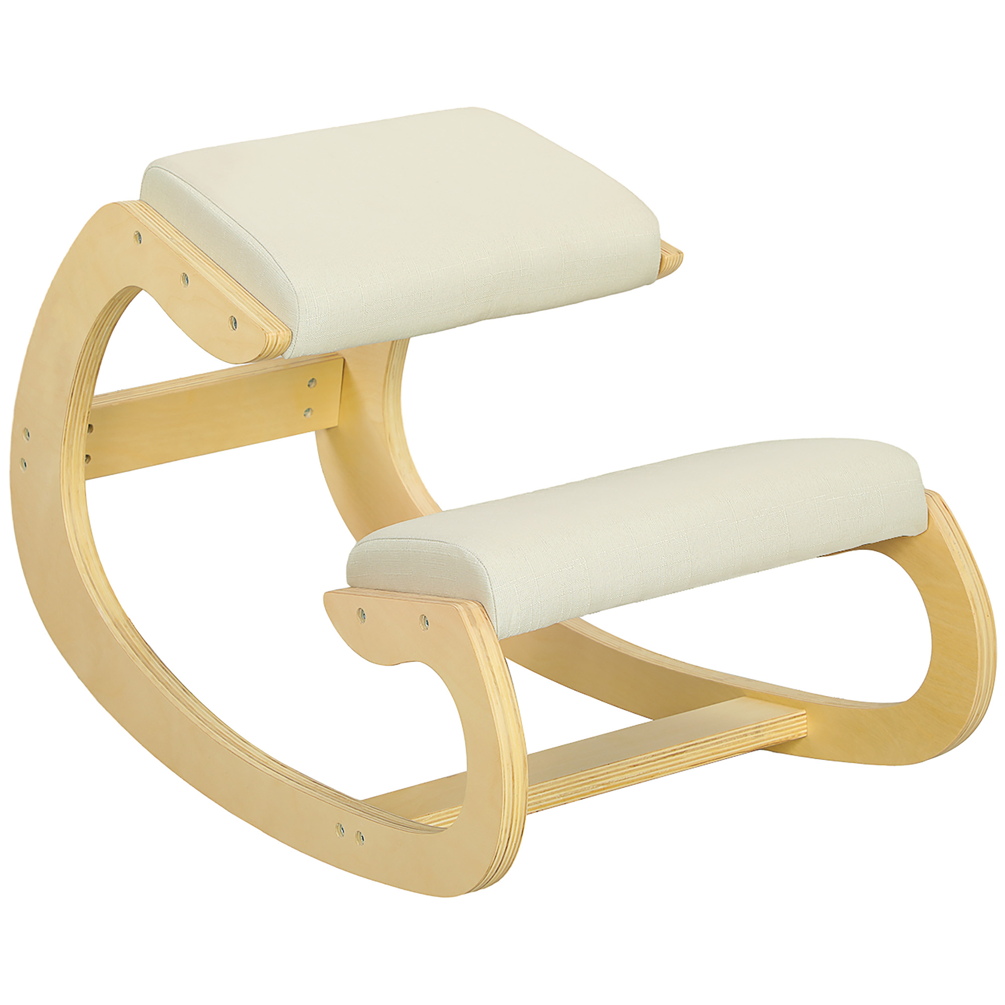 ergonomischer, schaukelnder Kniehocker für Homeoffice, zur Verbesserung der Körperhaltung, Creme