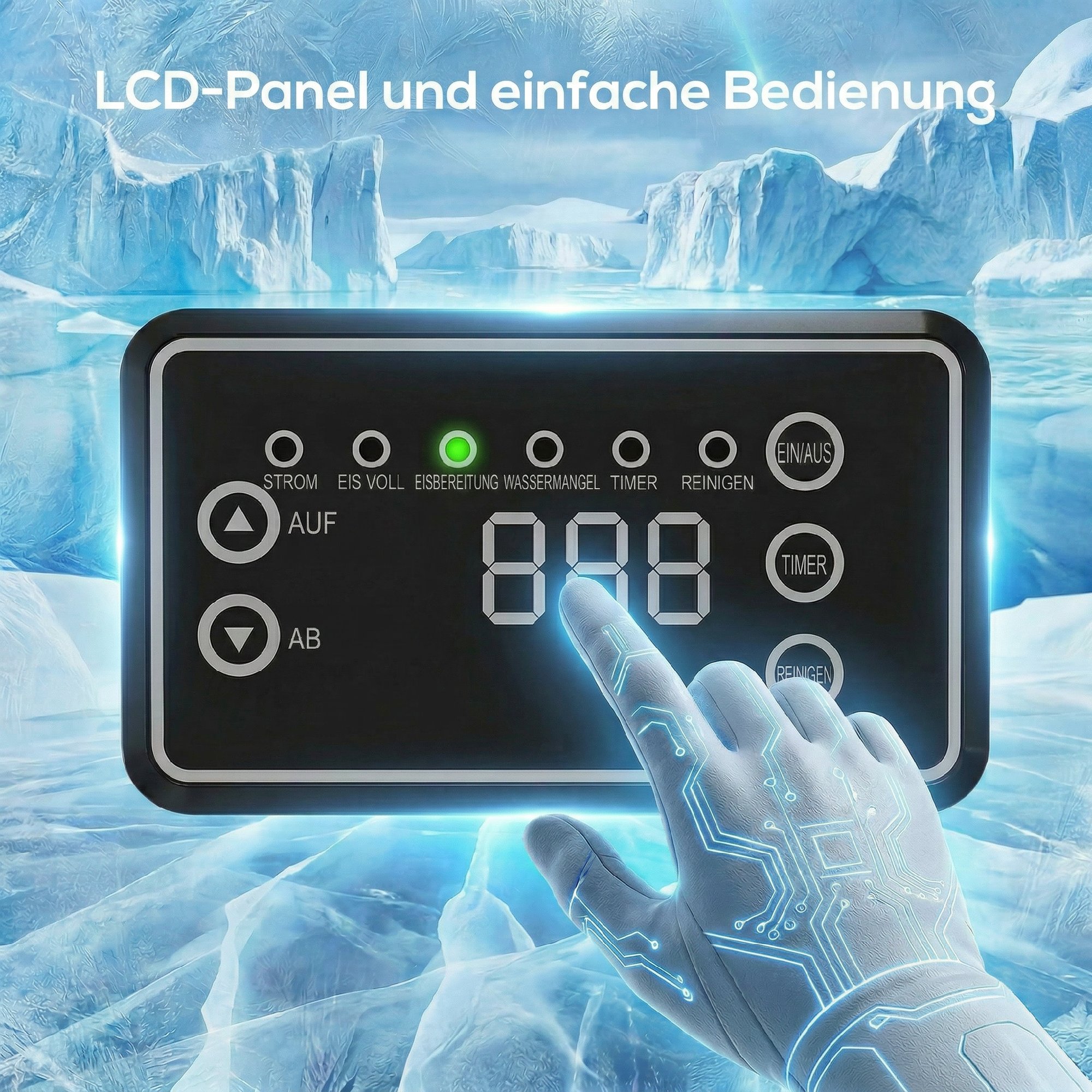 Eiswürfelmaschine, 55 kg/24h Edelstahl Unterbau- oder freistehende Eiswürfelmaschine mit 13 kg Speicher