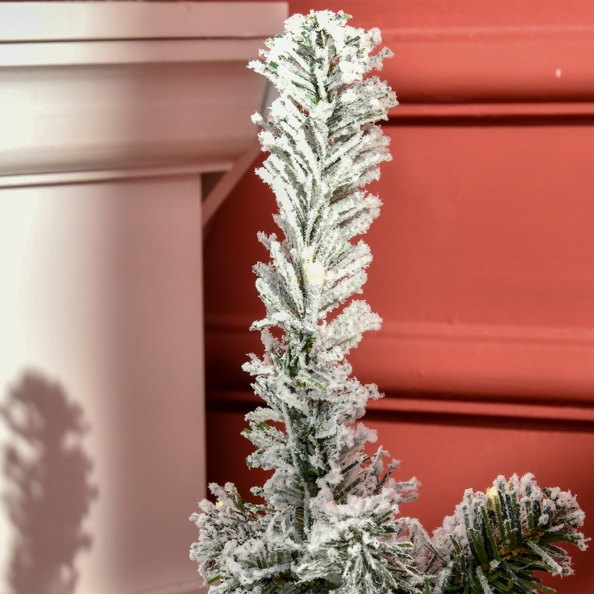 Mini-Weihnachtsbaum Ø40x90 cm, Kunstschnee, 60 LEDs, feuerfest, Kunststoff, Grün/Weiß