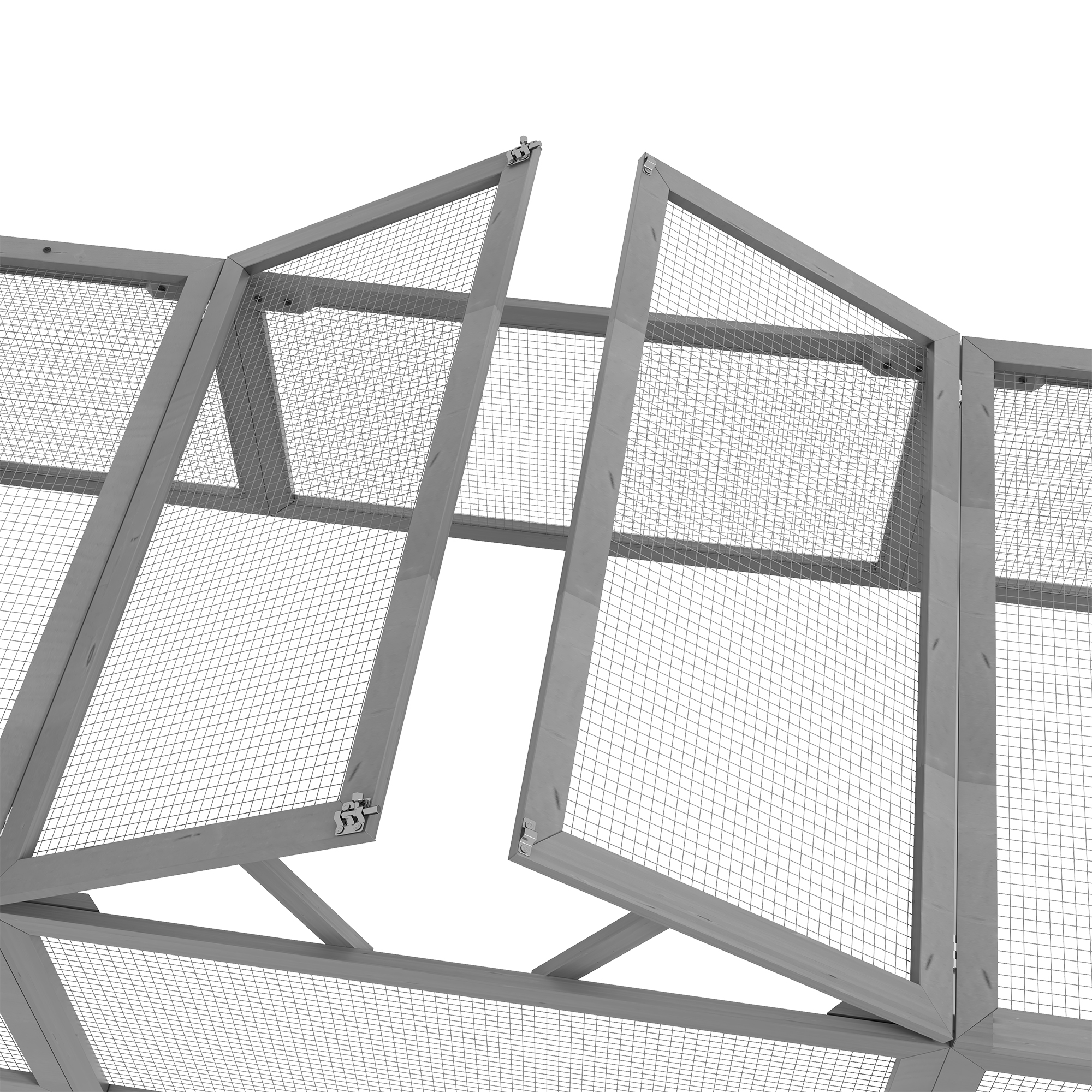 Freilaufgehege für Kleintiere Aufklappbares Dach Tannenholz Grau