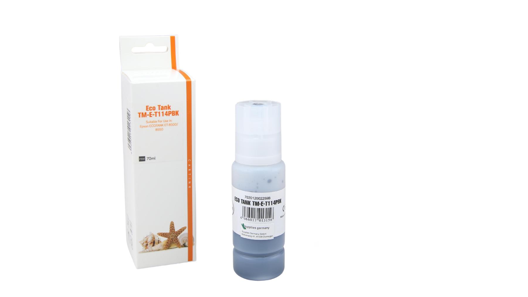 T114PBK Eco Tank Nachfüllflasche Photo black für Epson / C13T07B140 / 70