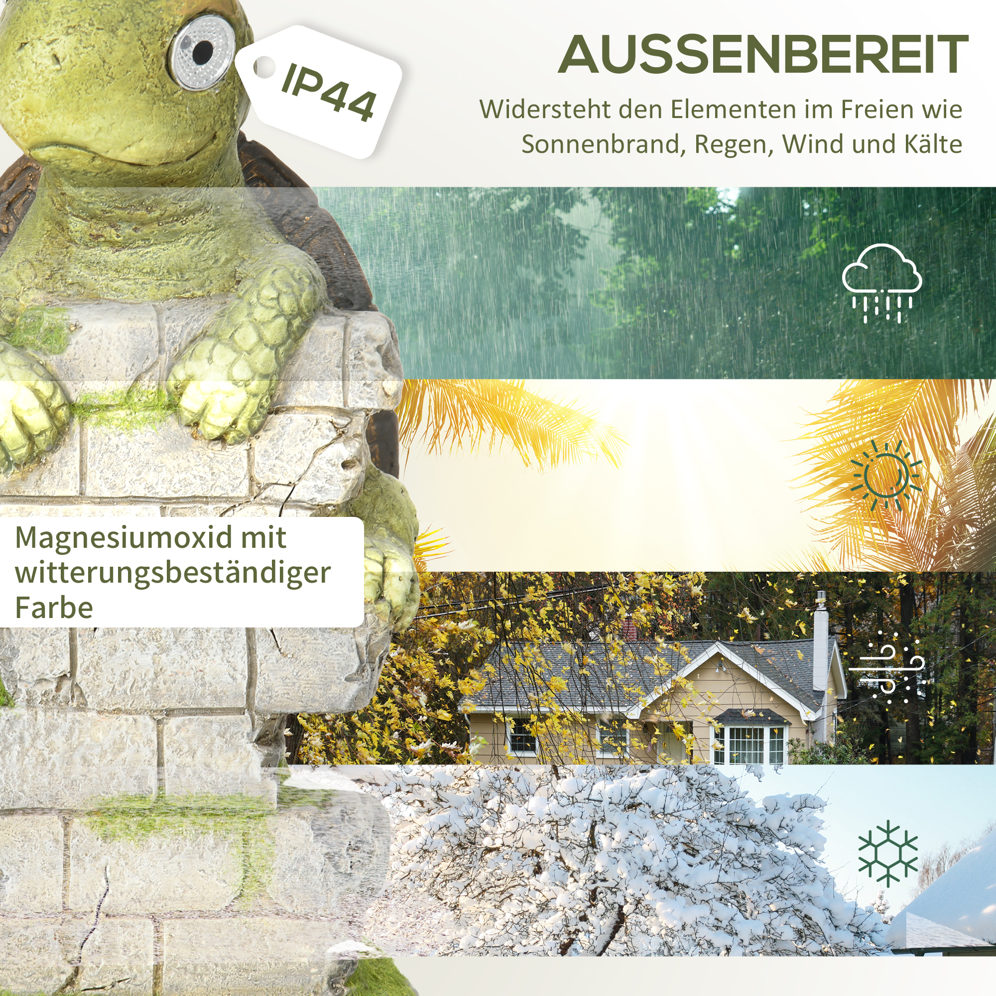 Gartenfigur "Kleine Schildkröte", Gartendekoration, wetterbeständig, inkl, Solarlicht