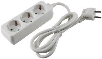 Schutzkontakt-Steckdosenleiste 3-fach, 3600W, 1,4mKabel, weiß