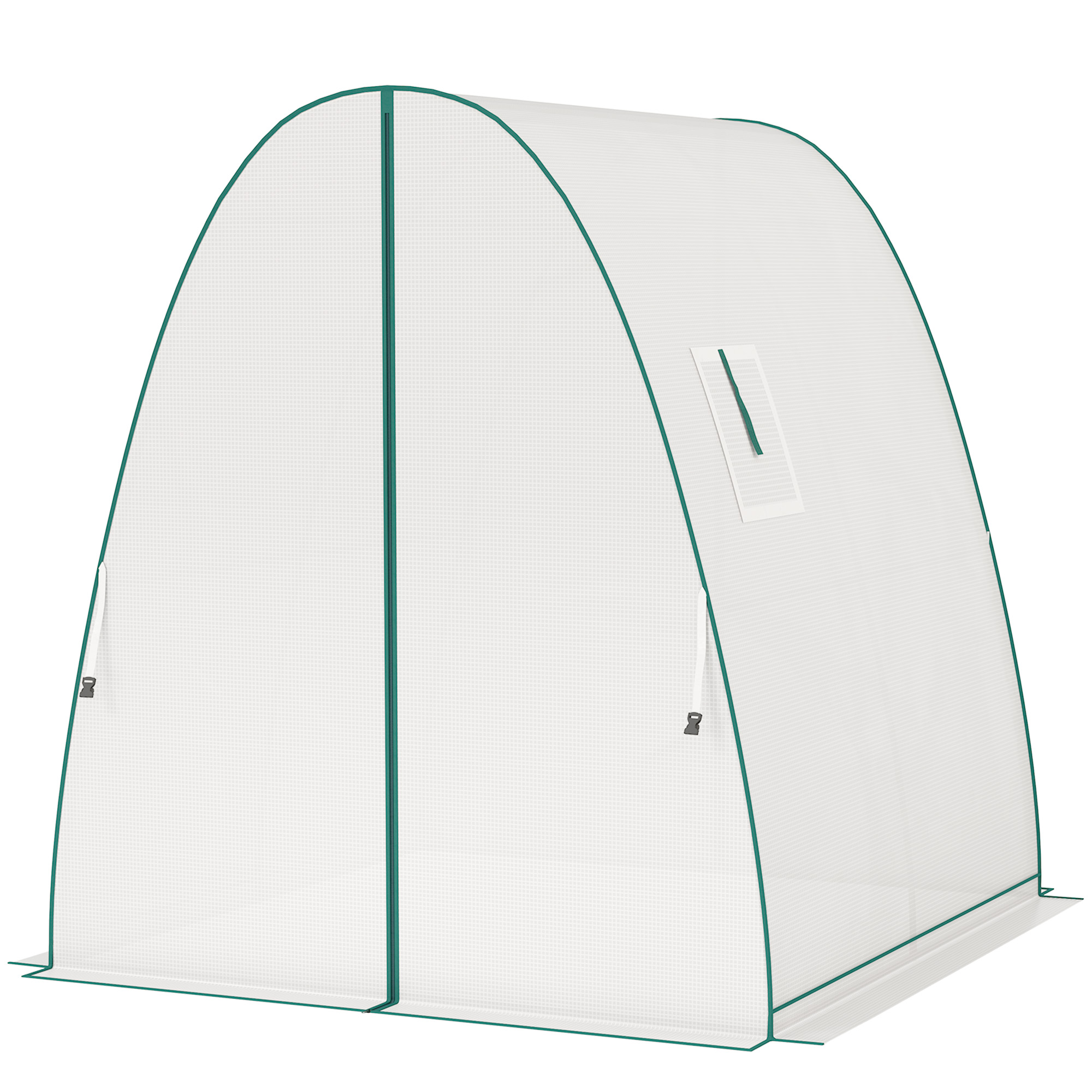 Bogen-Gewächshaus mit Sandsäcken und Kunststoff-Abdeckung, 2 Rolltüren, Netzfenster, tragbar, 1,8 x 1,8 x 2 m, Weiß