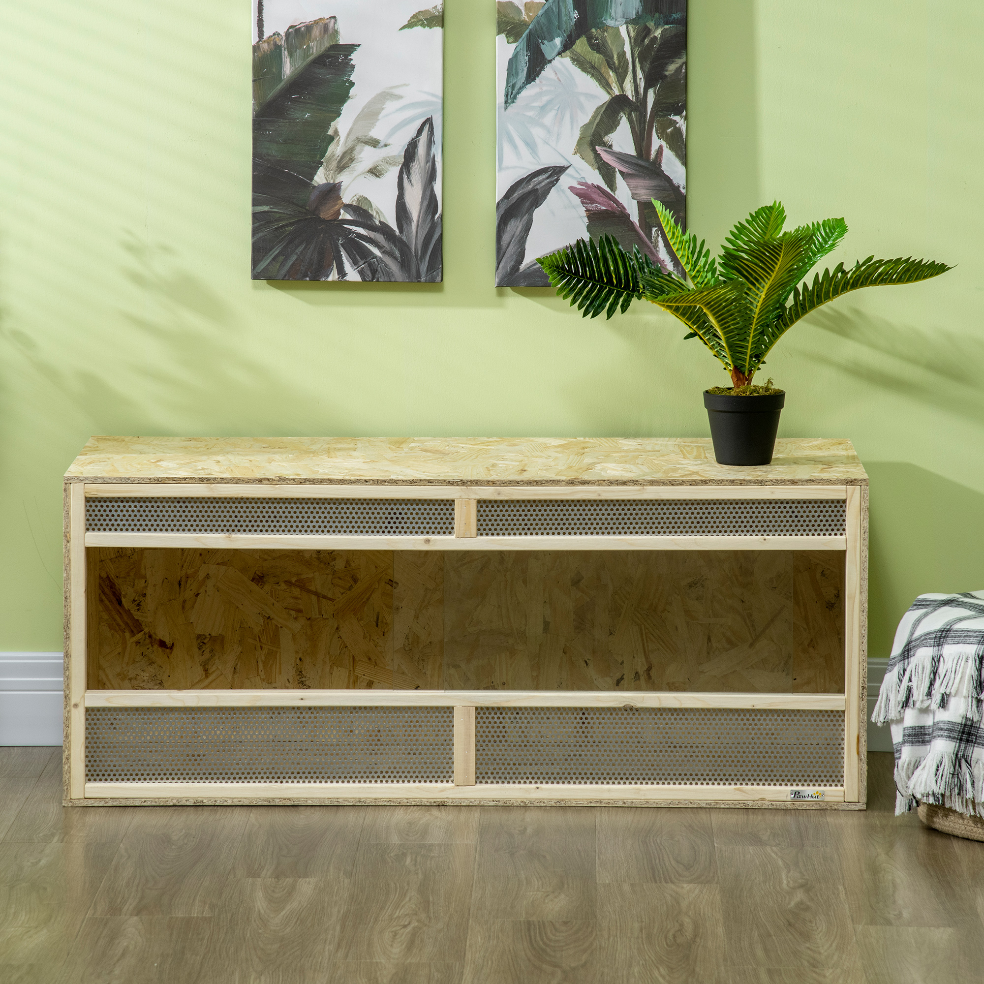 Terrarium für Reptilien/Amphibien, Glasschiebetüren, Lüftungsgitter, 120x50x50cm