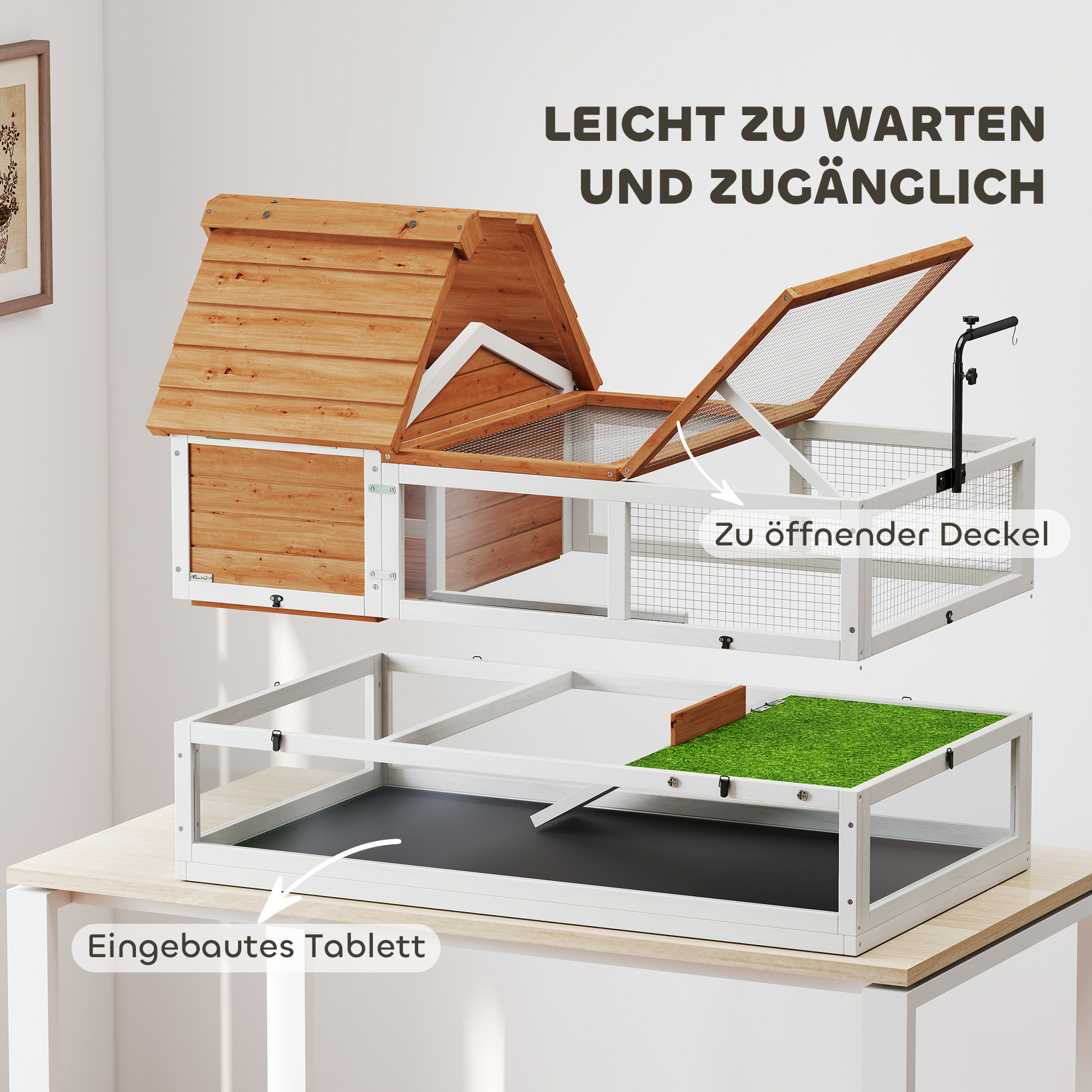 Schildkrötenhaus, 2-Ebenen-Gehege, Lampenhalter, Kleintierkäfig, Orange