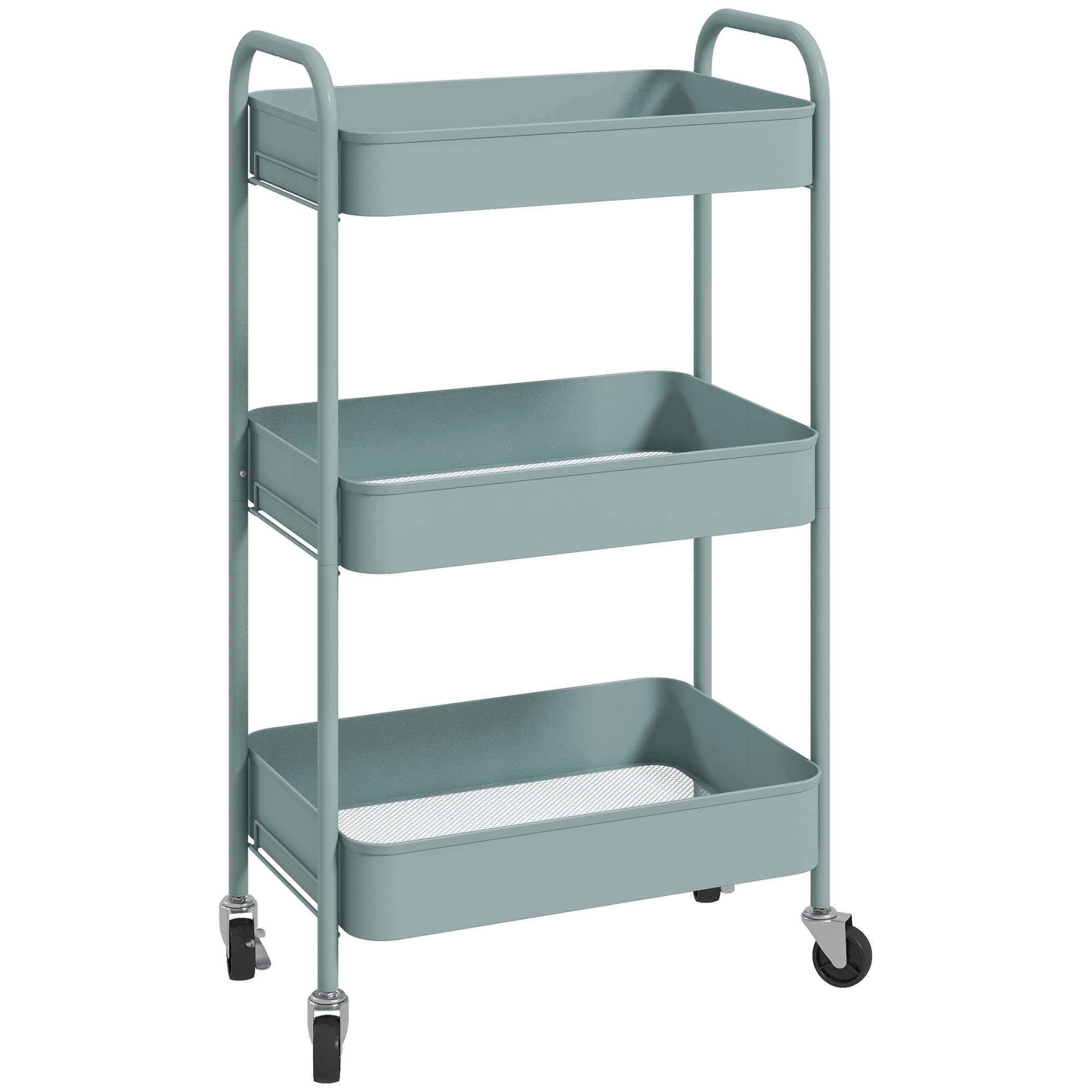 Mehrzweckwagen Rollwagen Küchenwagen, 3 Regale, 4 Rollen, 45 cm x 30,6 cm x 79 cm, Hellblau
