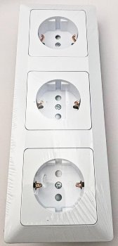 MILOS Set 3 Steckdosen + 3-fach Rahmen / 250V~/ 16A, Steckanschluss, Matt-weiß