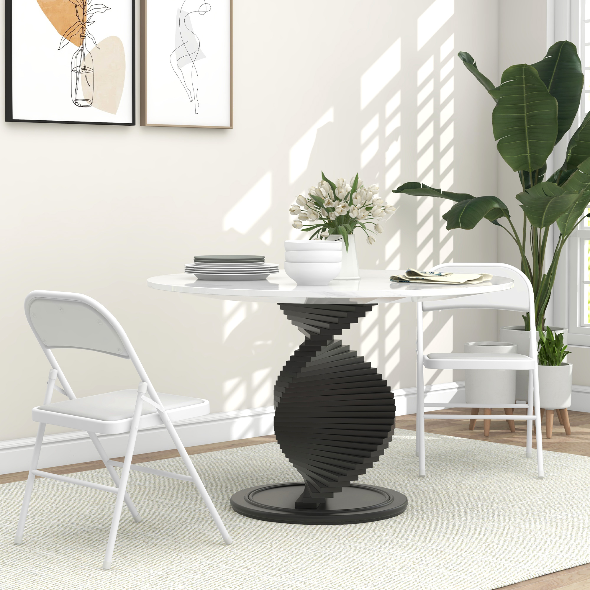 2er-Set Klappstühle, Tragbare Bürostühle, Metallbeine, Faltstuhl für Büro, Empfang, Wartezimmer, Kunstleder, Weiß