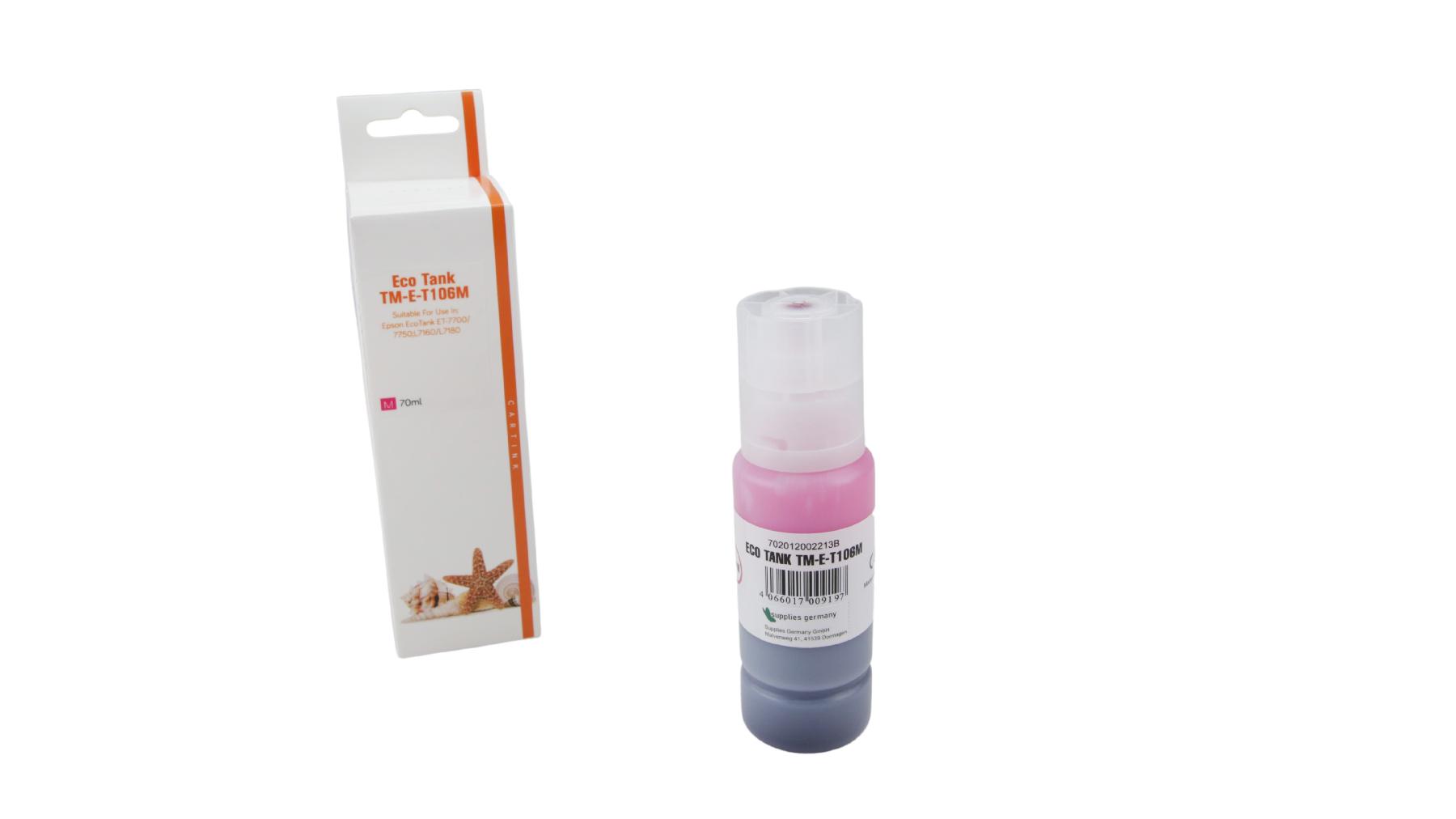 T106M Eco Tank Nachfüllflasche magenta für Epson / C13T00R340 / 70ml