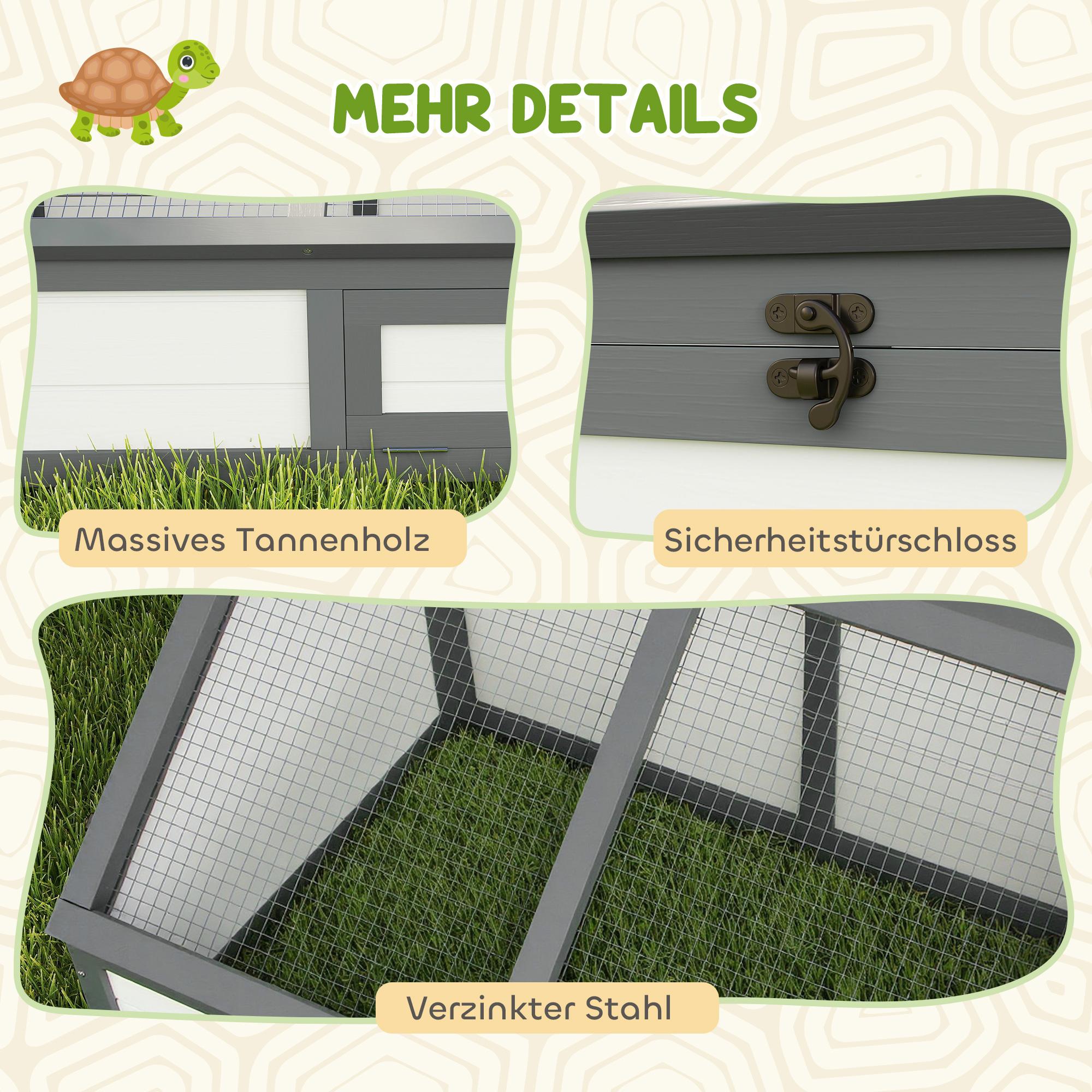 Schildkrötenbox, Outdoor Schildkrötengehege, bodenloses Design, leicht zu öffnen, Schildkrötenhaus, Weiß