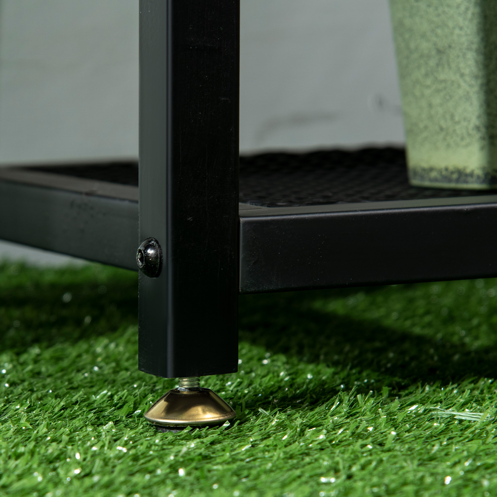 Pflanzenregal mit 4 Regalen, wetterbeständig, Blumentreppe, 91 cm x 25 cm x 83 cm, Schwarz