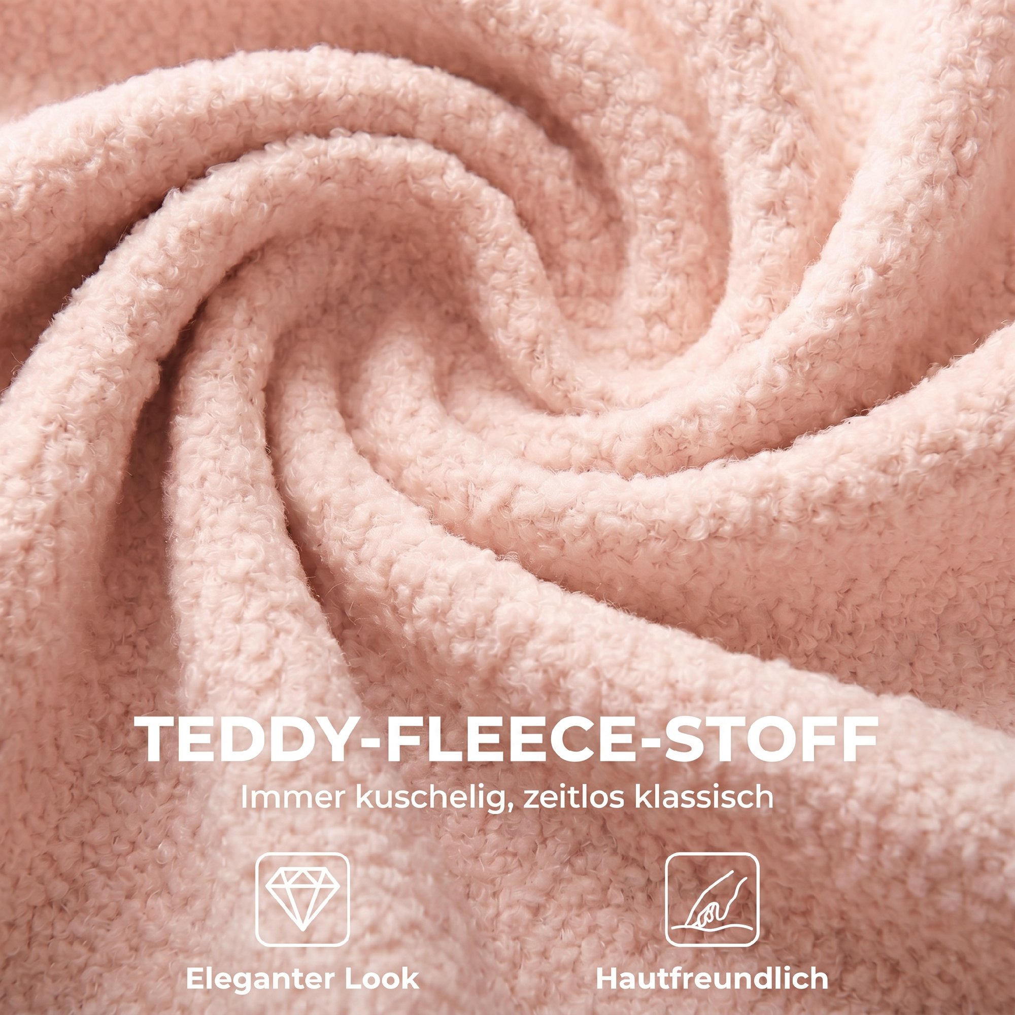 Drehbarer Bürostuhl aus Teddyfleece, höhenverstellbar, mit Rollen, Komfortschaum, Rosa