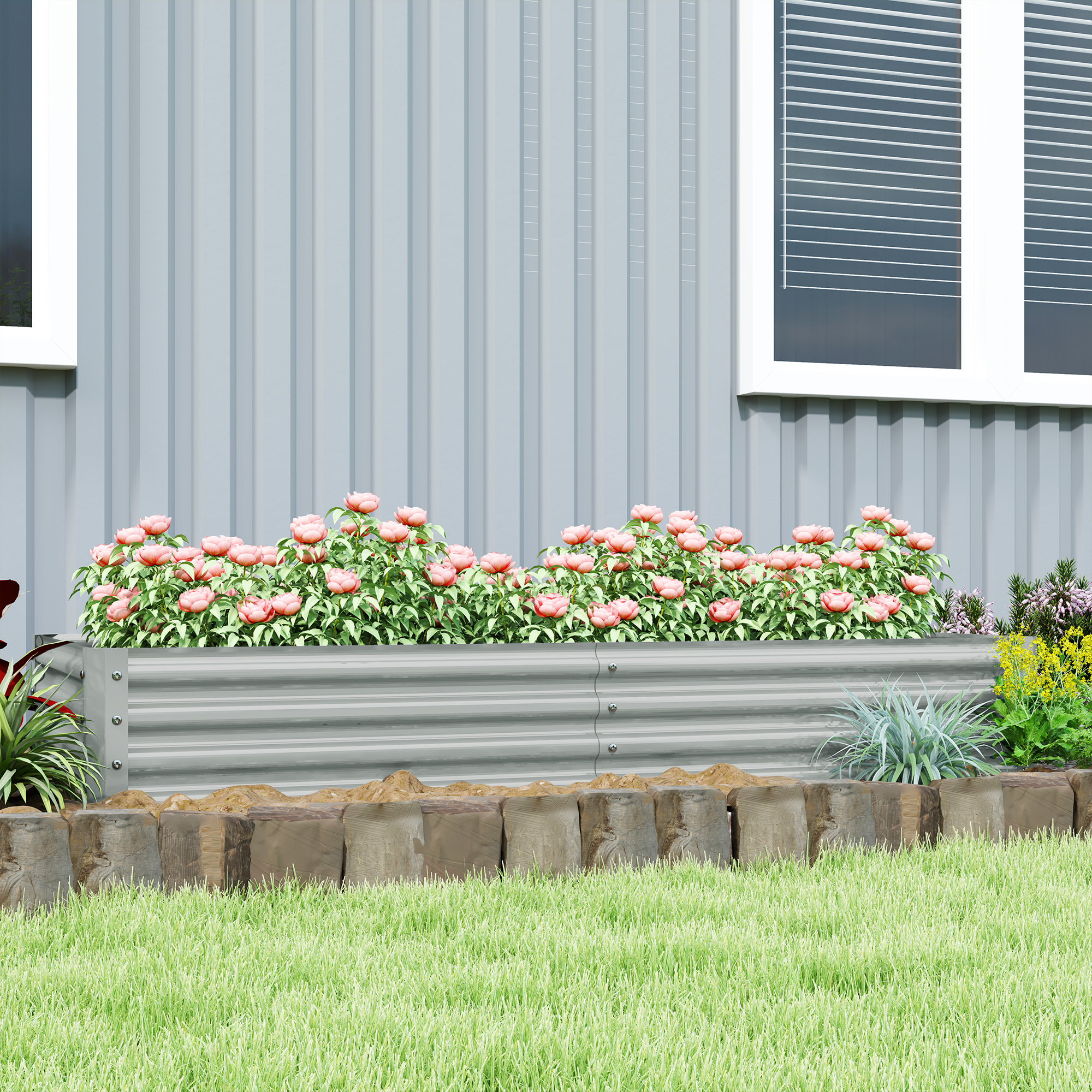 Hochbeet aus Stahl, Wetterbeständig Pflanzbeet mit Anti-Schnittkante Frühbeet