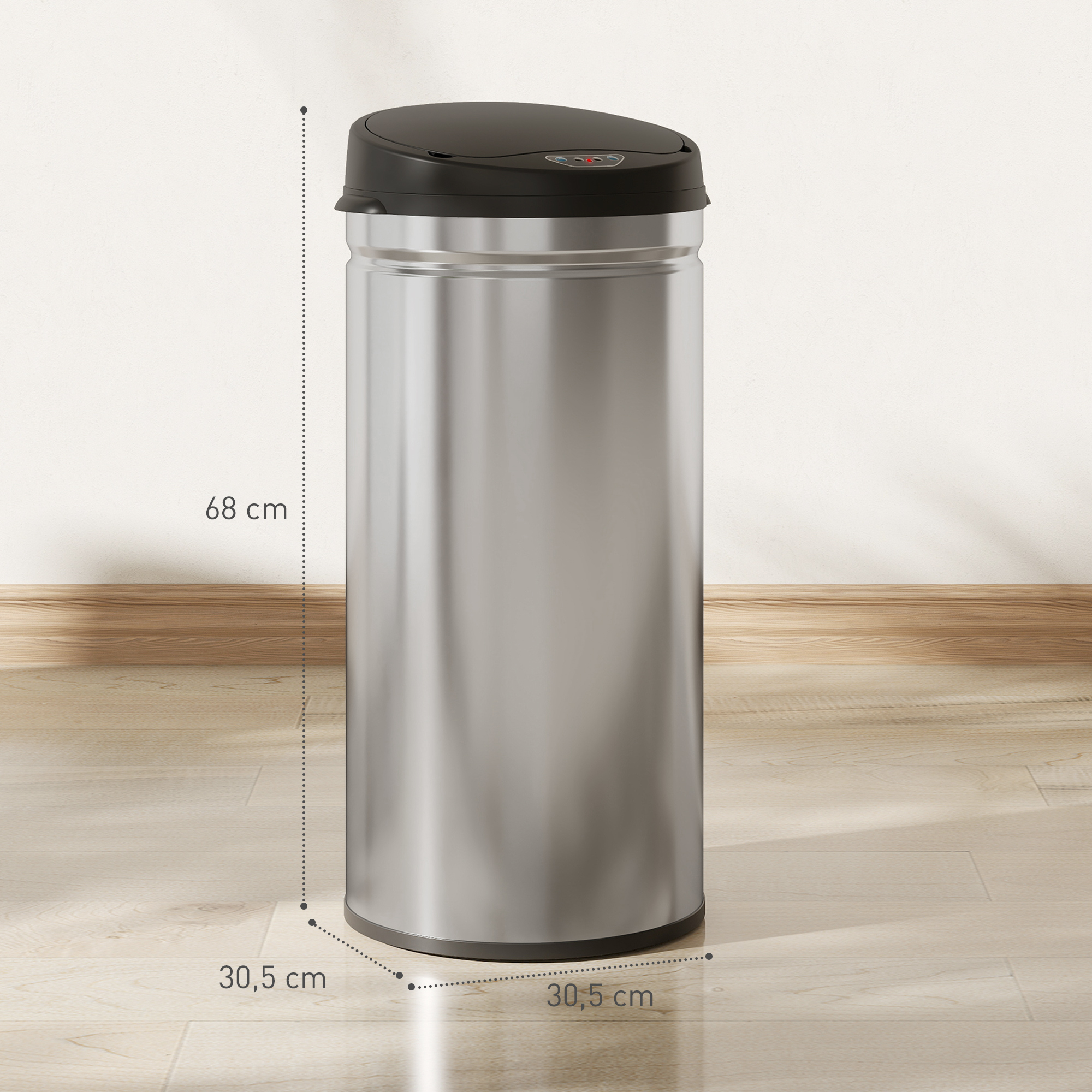 42 Liter Sensor-Mülleimer mit Soft-Close-Funktion, berührungsfreier Abfalleimer aus Edelstahl für hygienische Küchen