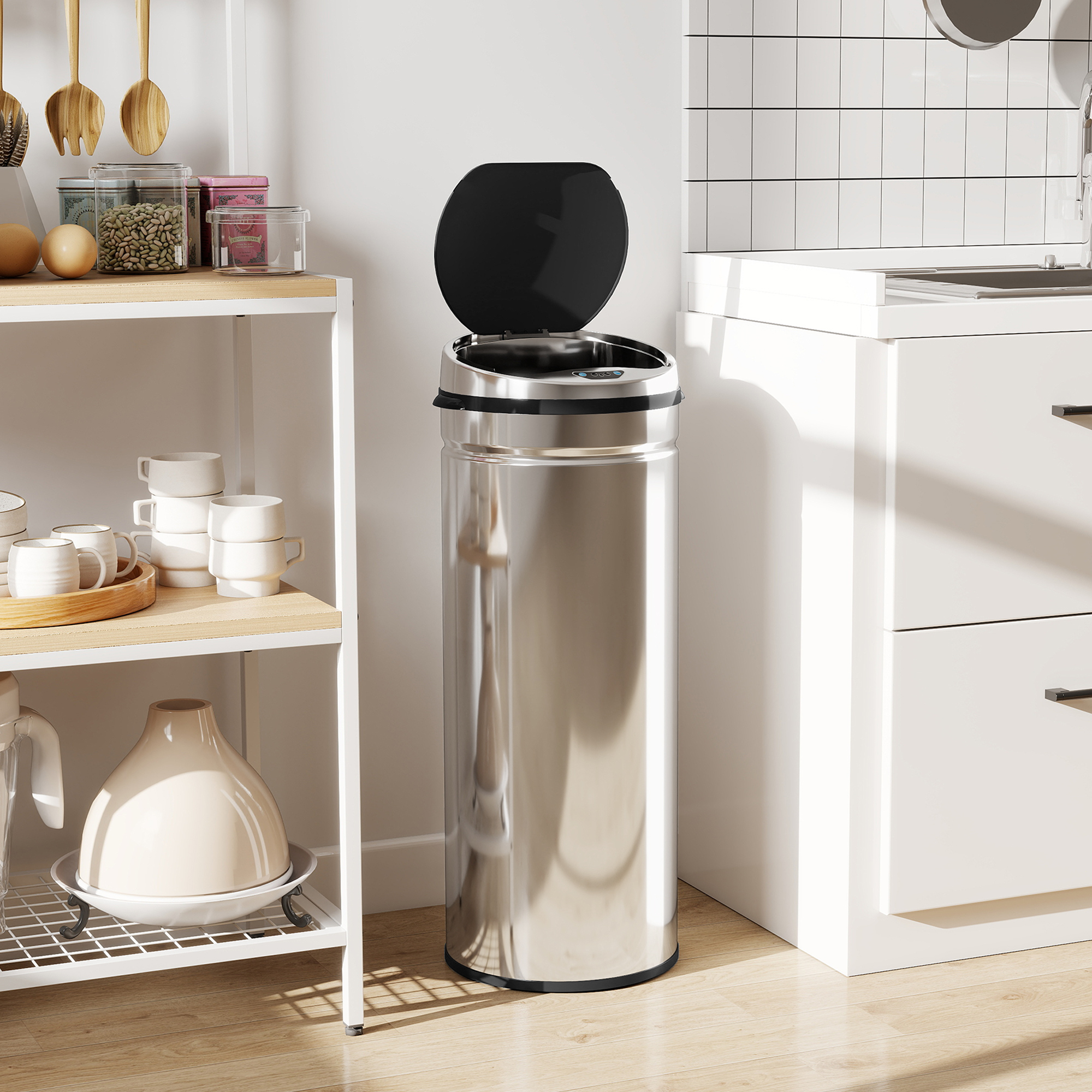 50 L Sensor Mülleimer, Automatischer Abfalleimer, Rostfreier Kücheneimer mit Infrarotsensor, für Küche, Esszimmer