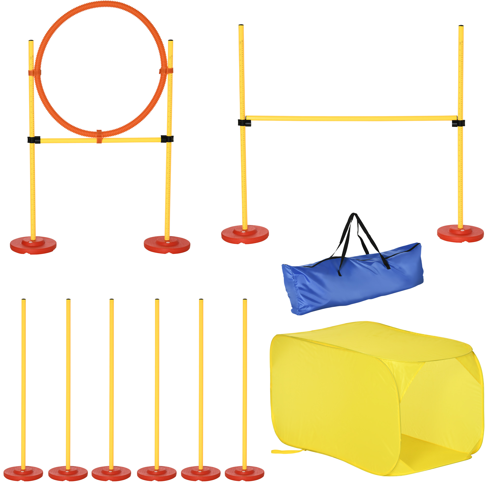 Hunde Agility-Set mit 4 Hindernissen Rot+Gelb