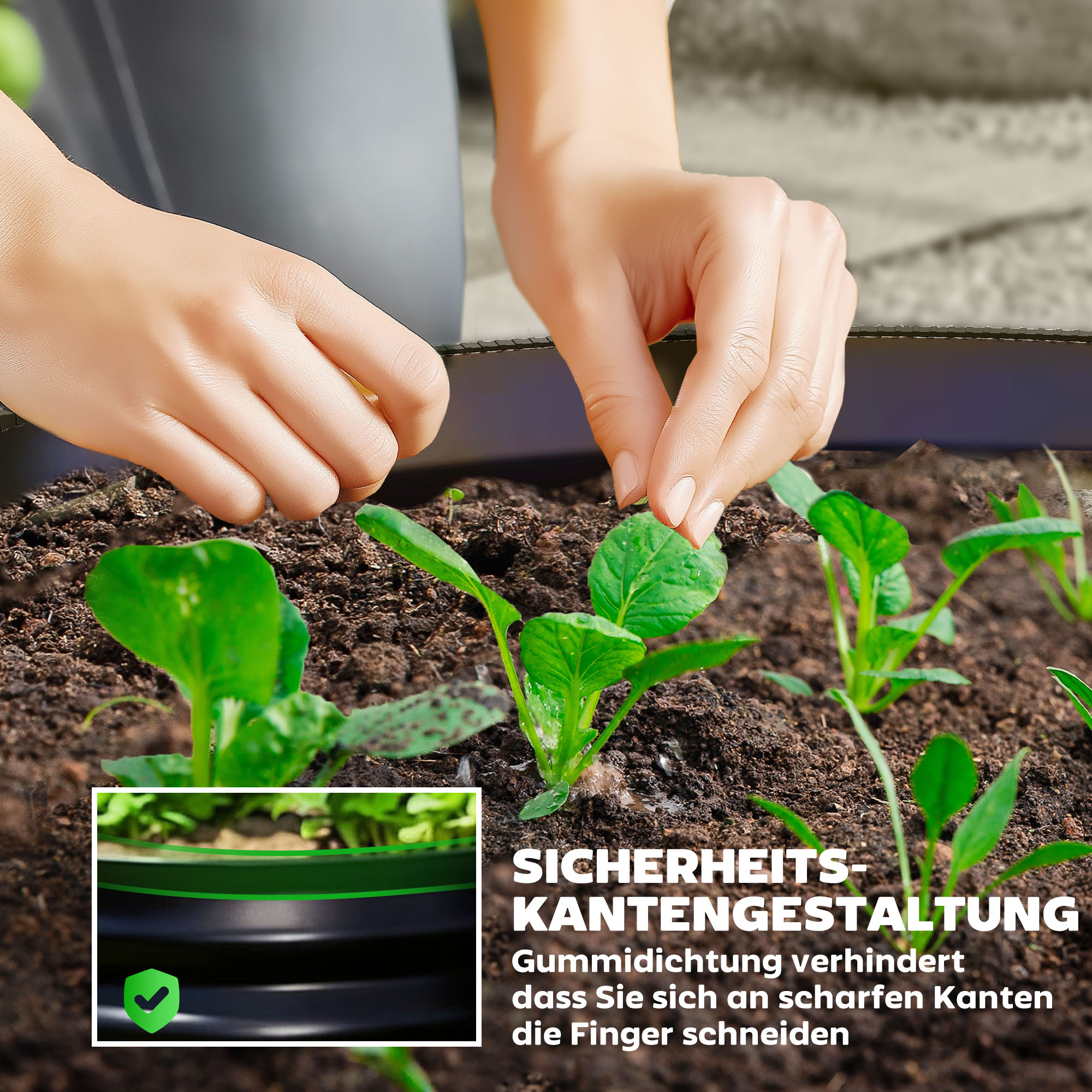 2er-Set Verzinkte Pflanzkübel, Ø60 x 30H cm Blumentöpfe mit offenem Boden für verschiedene Pflanzen, Dunkelgrau