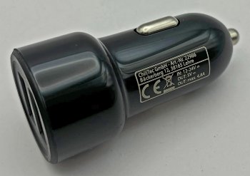 USB Kfz-Ladegerät "Duo 4,8A" 24W, In 12-24V=, Out 5V= 4,8A,  2x USB