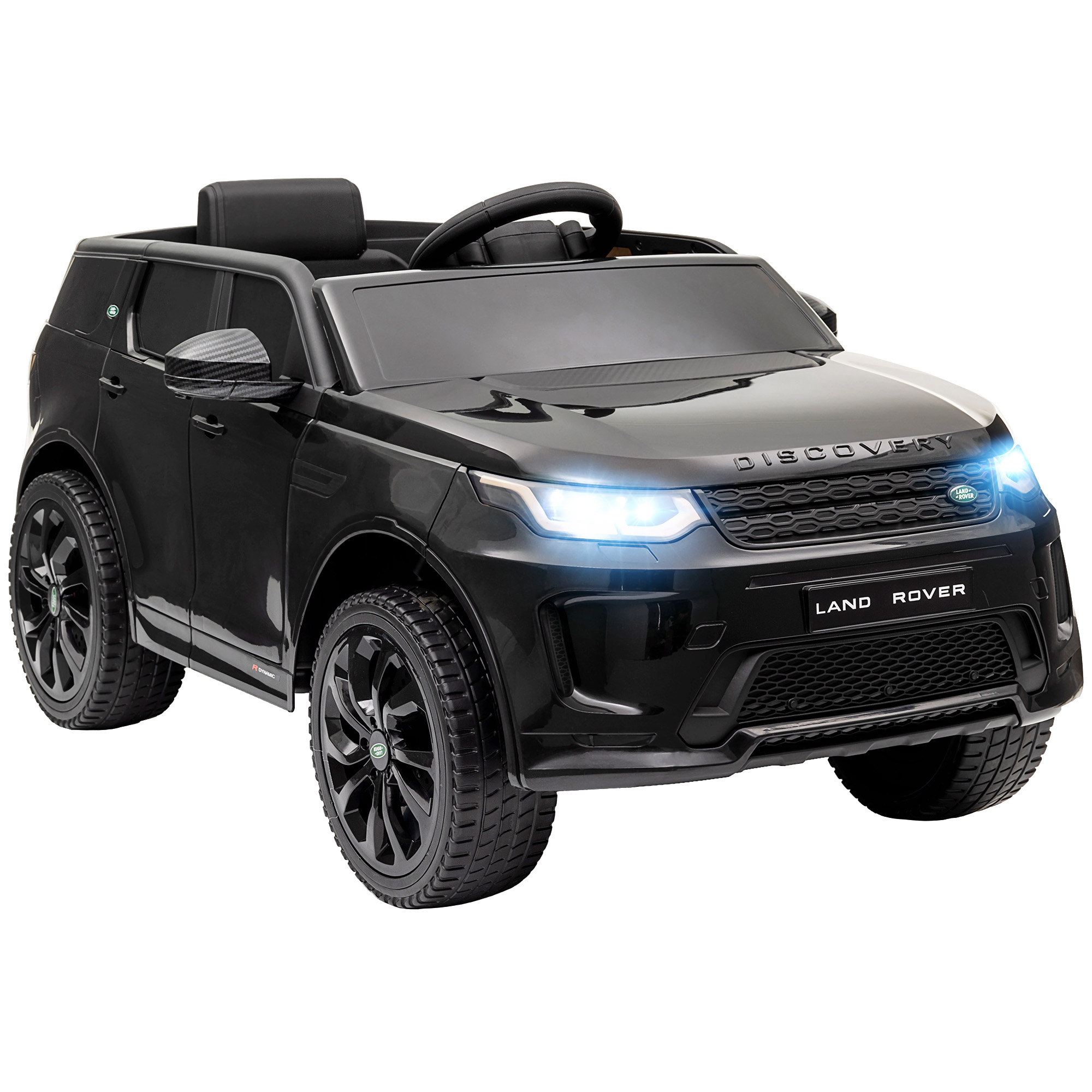 Kinder-Elektroauto, 12V Kinderfahrzeug mit Fernbedienung, LED-Lichtern, Musik und Hupe, 3-6 Jahre, Schwarz