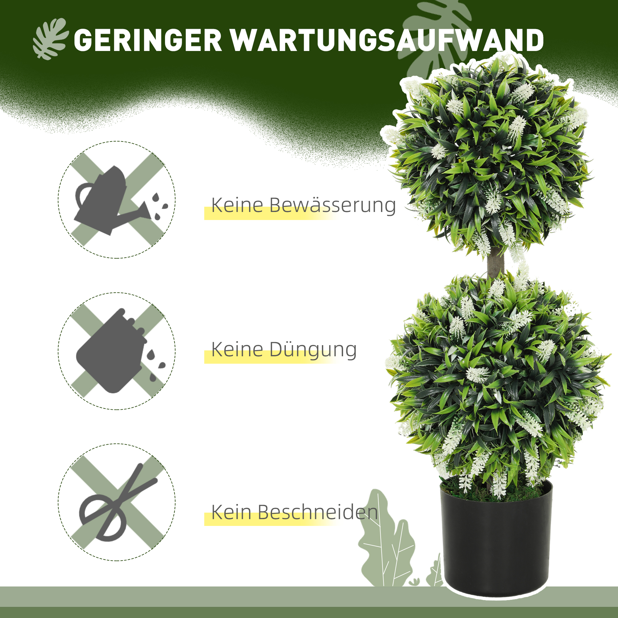 2er-Set Künstliche Pflanzen, UV-beständige Kunstpflanze im Blumentopf, 70 cm Zimmerpflanze für Wohnzimmer, Garten