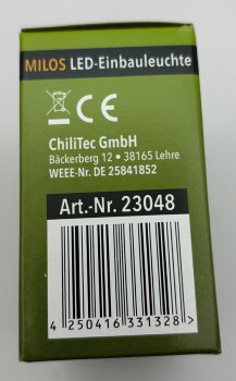 MILOS LED-Einbauleuchte "COB" Anthrazit, 80x80mm, 3000k, warmweiß, 55Lumen