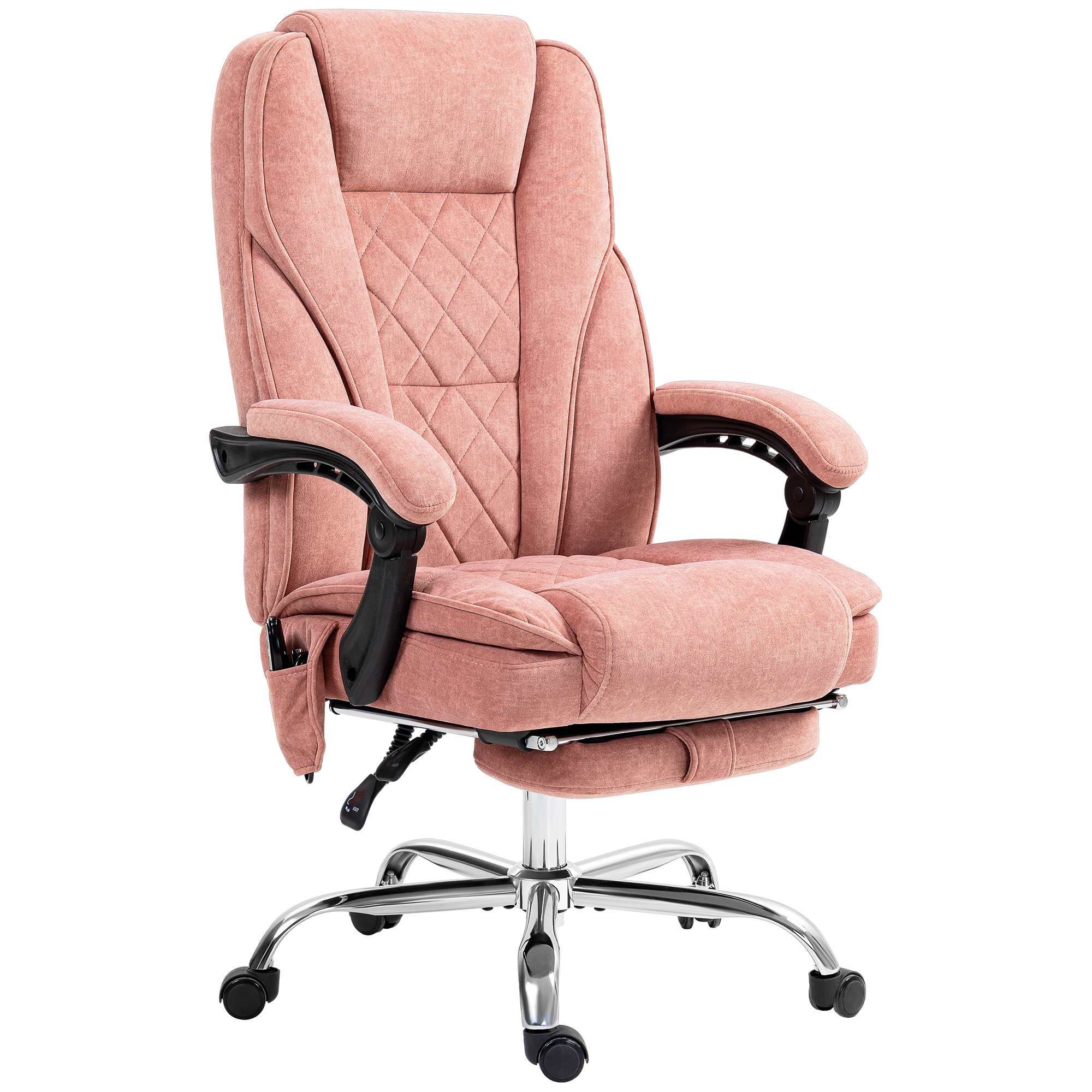 ergonomischer Bürostuhl mit Massagefunktion, Fußstütze, drehbar, rollbar, Rosa