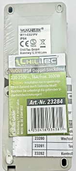 NUQUI Feuchtraum Doppel-Steckdose verti. / IP54, Aufputz, 250V~/ 16A