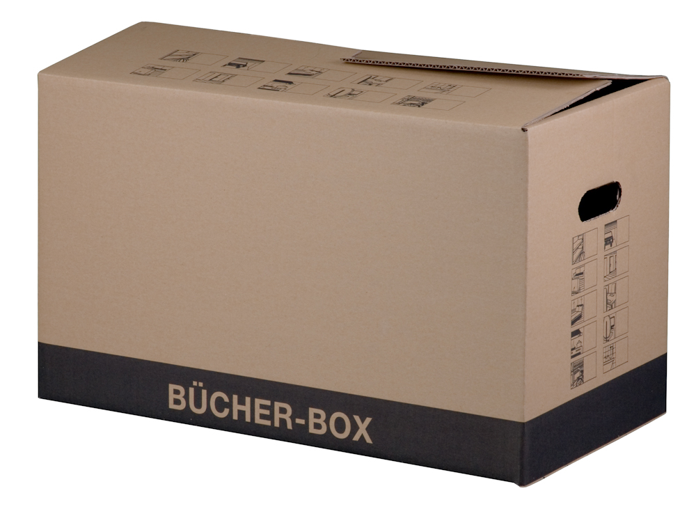 Bücherbox PLUS, mit doppeltem Boden, braun, 2-wellig, VPE10