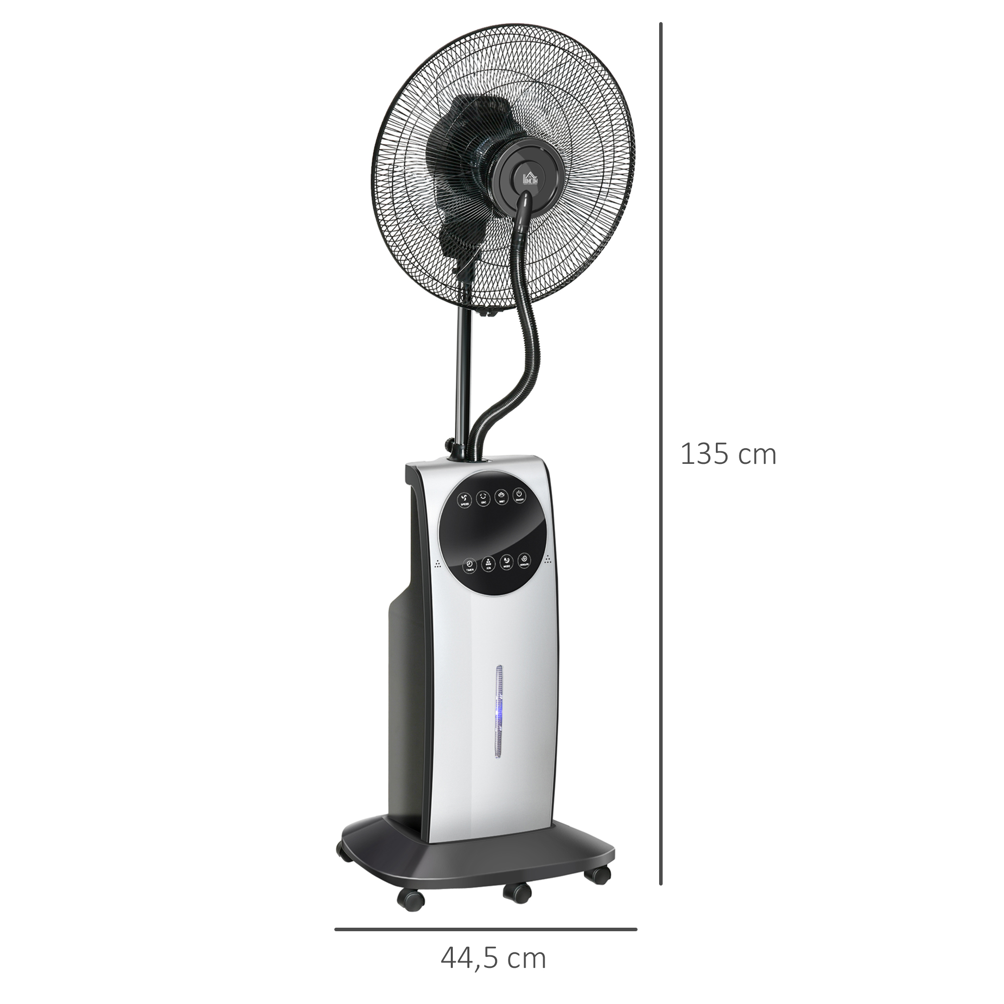 2-in-1 Ventilator, LED-Display, Timerfunktion, Ø 44,5 x 135H cm, Silber + Schwarz