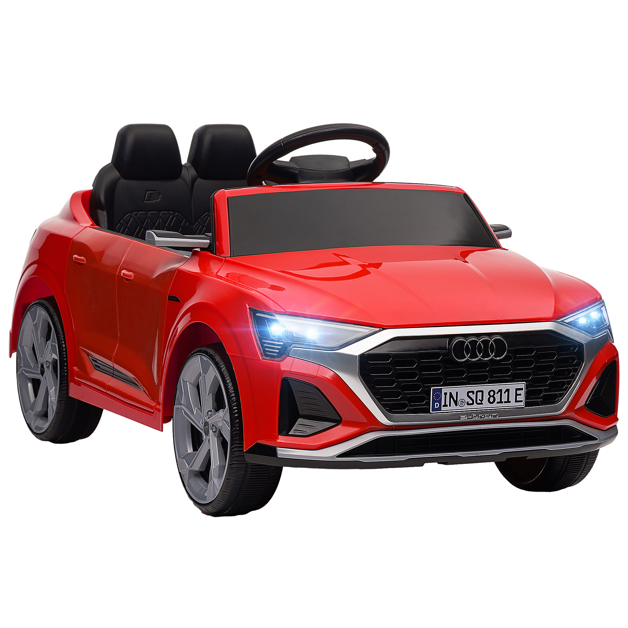 Elektro-Kinderauto, 12V Audi Q8, 3-5 km/h, Fernsteuerung, Scheinwerfer, Musik, Rot