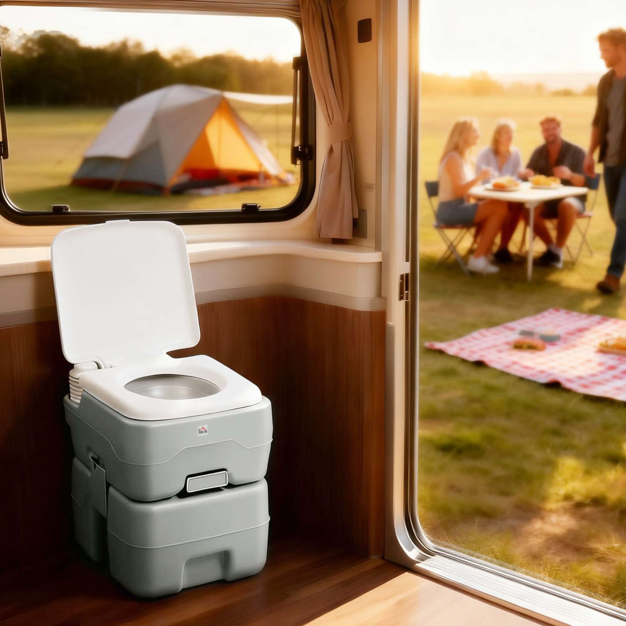 Campingtoilette Reisetoilette max. Tragkraft bis 147 kg 20L für Camping Wandern Reisen Angeln 41,5 x 36,5 x 42 cm Grau