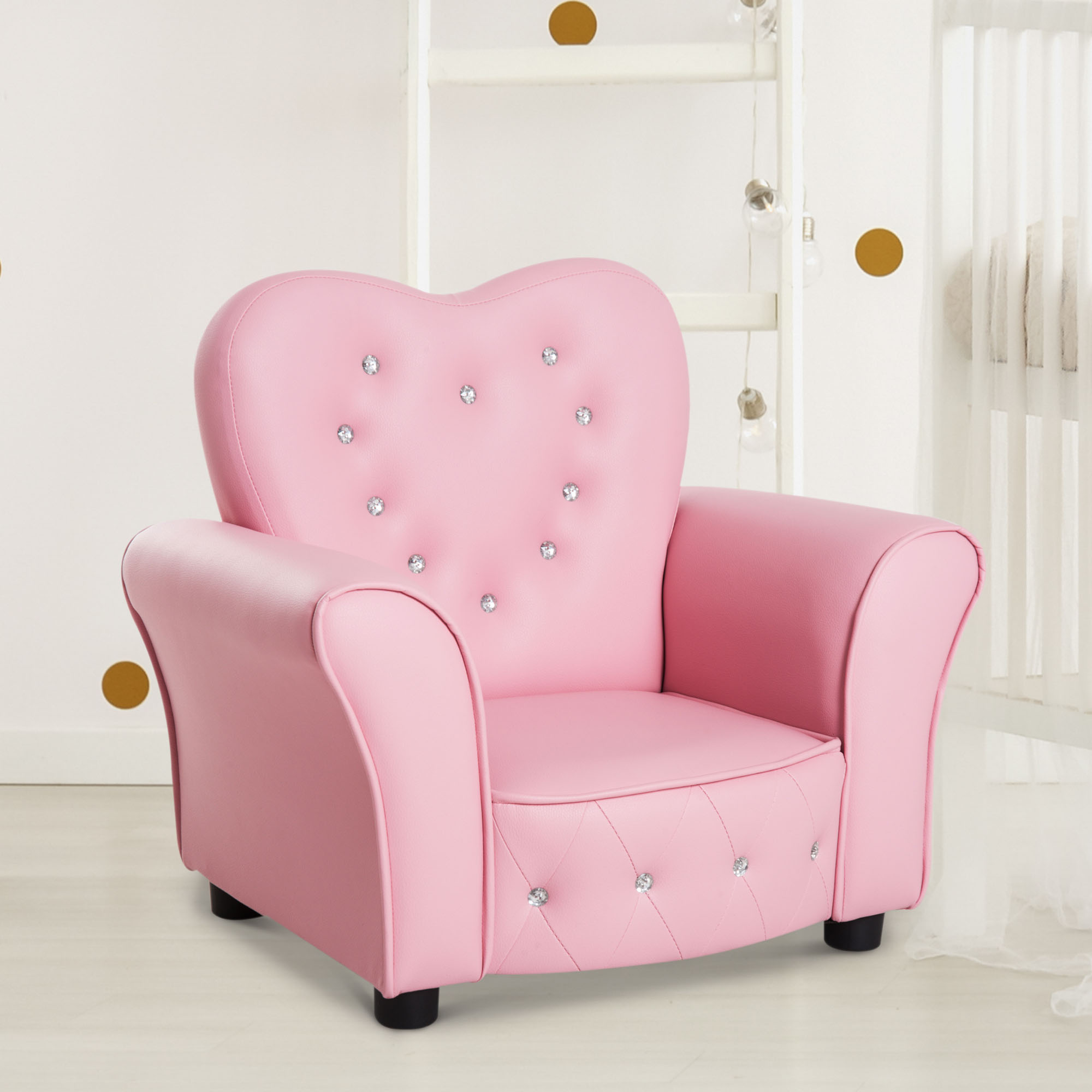 Kindersofa Kindersessel Prinzessin Minisofa Kinderzimmer Sofa herzförmig Rosa L59 x B41,5 x H49 cm