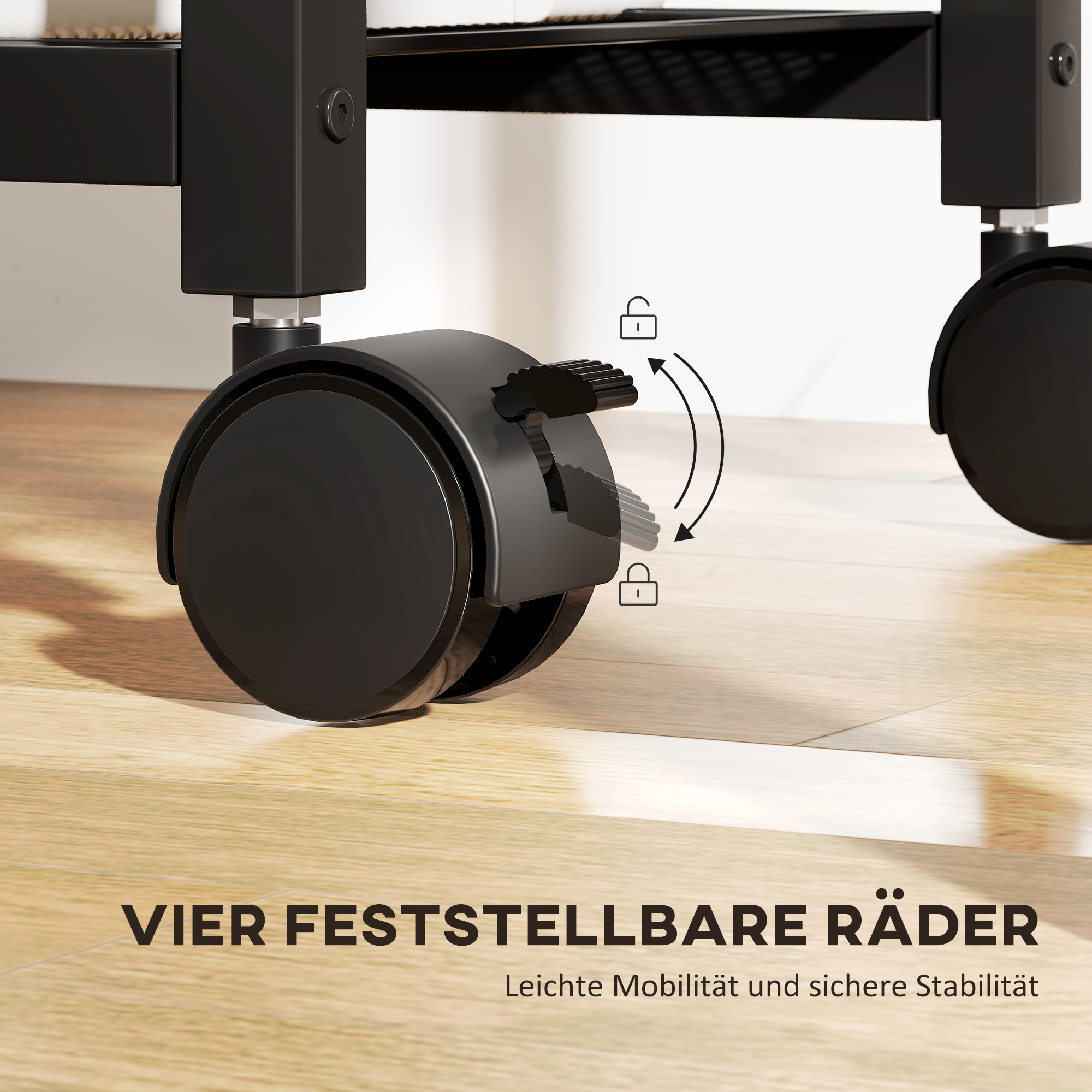 Druckerständer Druckeregal mit Rollen, Steckdosen, USB- und USB-C-Anschlüsse bis 40 kg Rustikalbraun