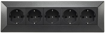 5-fach Steckdosenblock, anthrazit / 250V~/ 16A, Aufbaumontage