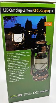 LED Akku Camping Laterne "CT-Copper Pro" / ØxH 12x23,5cm, USB-C, warmweiß, dimmbar