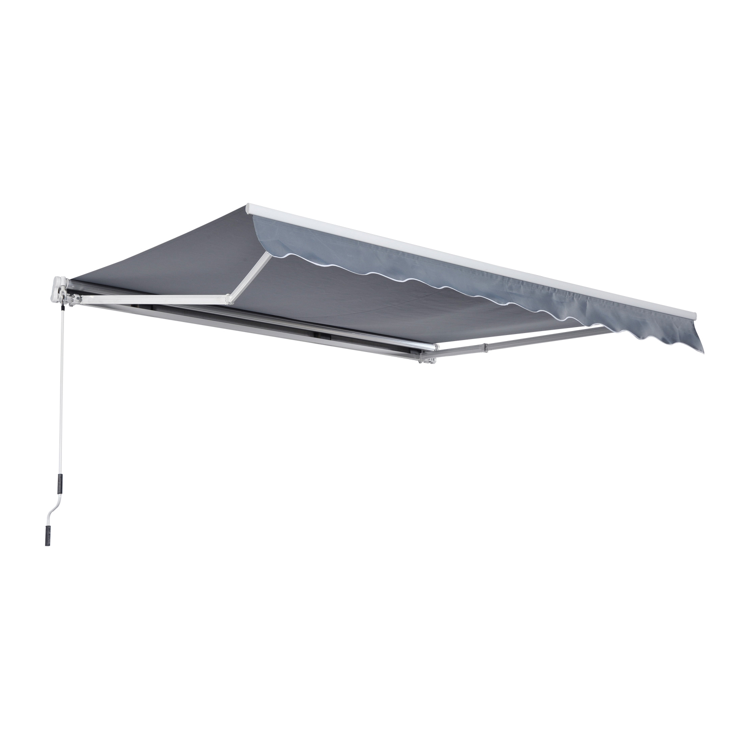 Gelenkarmmarkise Verstellbare Klemmmarkise Terrassenmarkise 3,95 x 3m Sonnenschutz mit Kurbel, Balkonmarkise, Grau