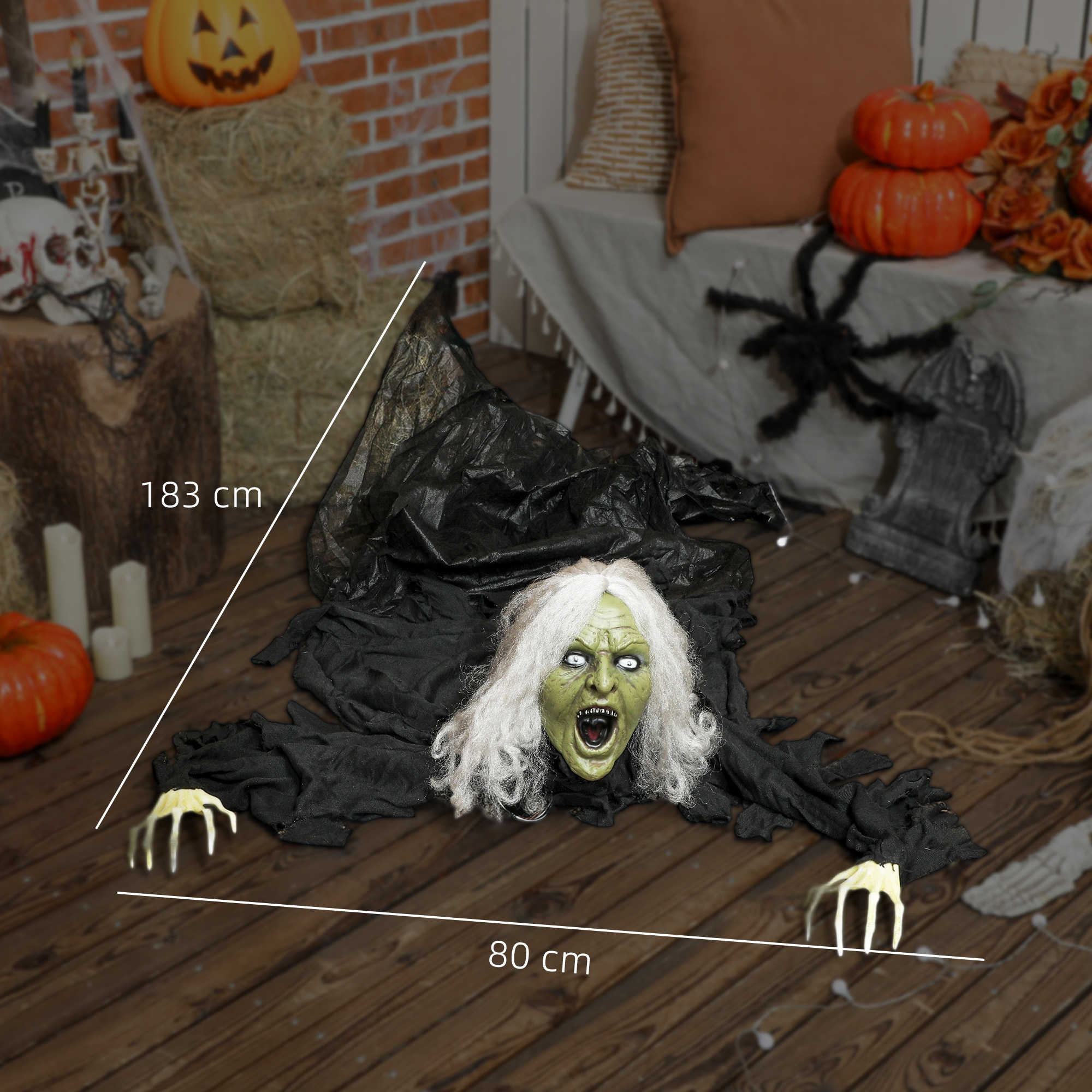 183cm Halloween Dekoration Halloween Zombie-Alte mit LED-Lichter, Soundfunktion, für Party
