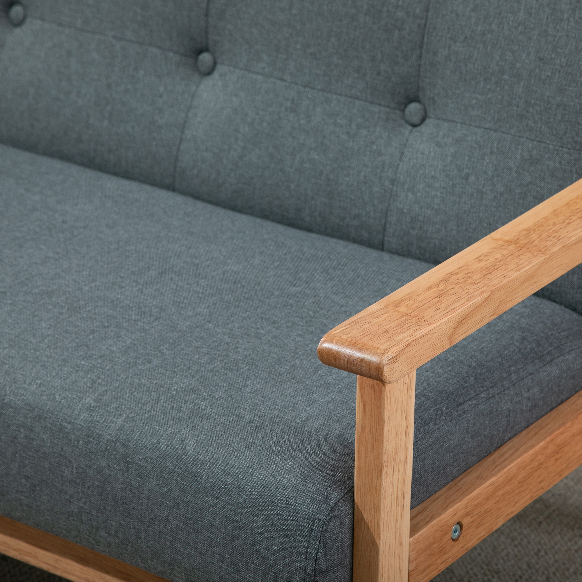 2-Sitzer Sofa, Couch mit Armlehnen, Rückenkissen, Wohnzimmersofa mit Leinenoptik, Polstersofa für Wohnzimmer, Schlafzimmer 115 x 66,5 x 73 cm, Dunkelgrau