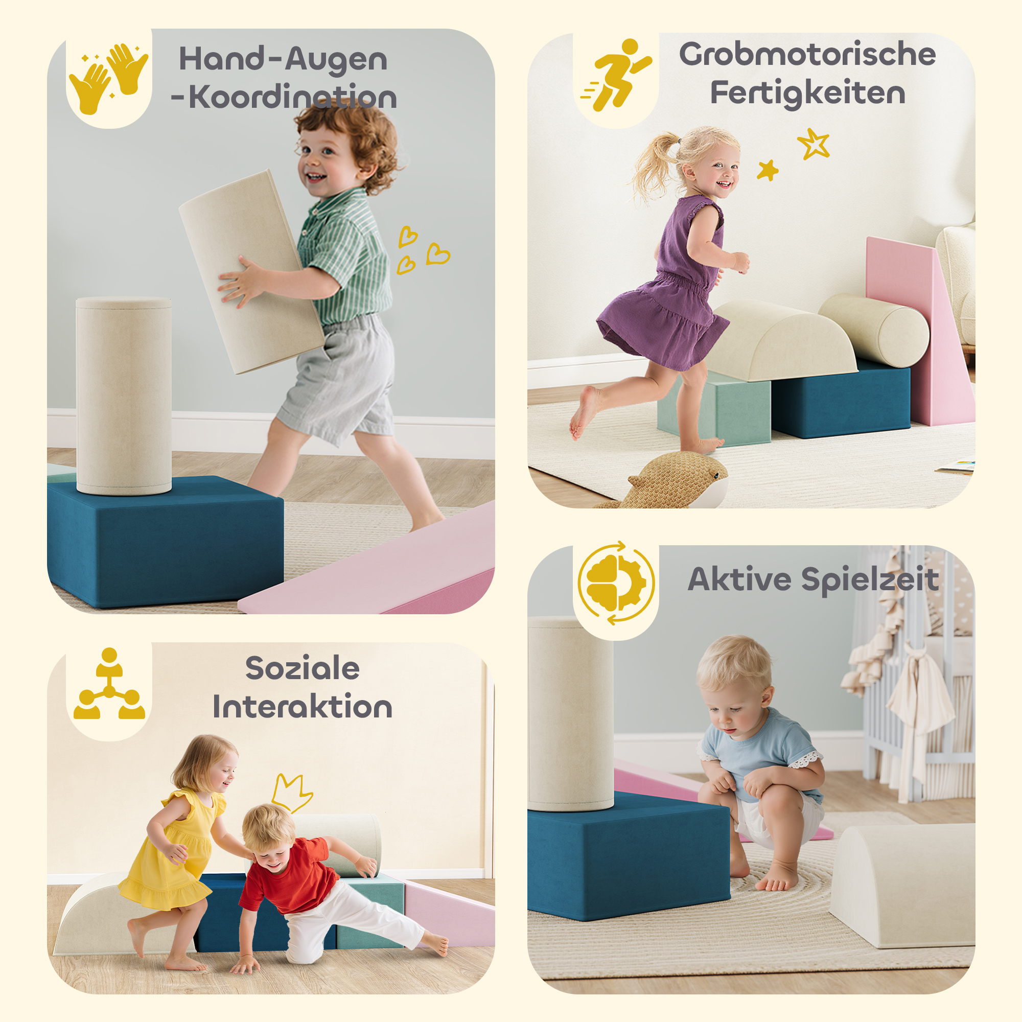 5-teiliges Schaumstoffblöcke-Set für Babys & Kleinkinder, zum Bauen, Spielen, Klettern, Indoor-Set, Schaumstoff, Bunt