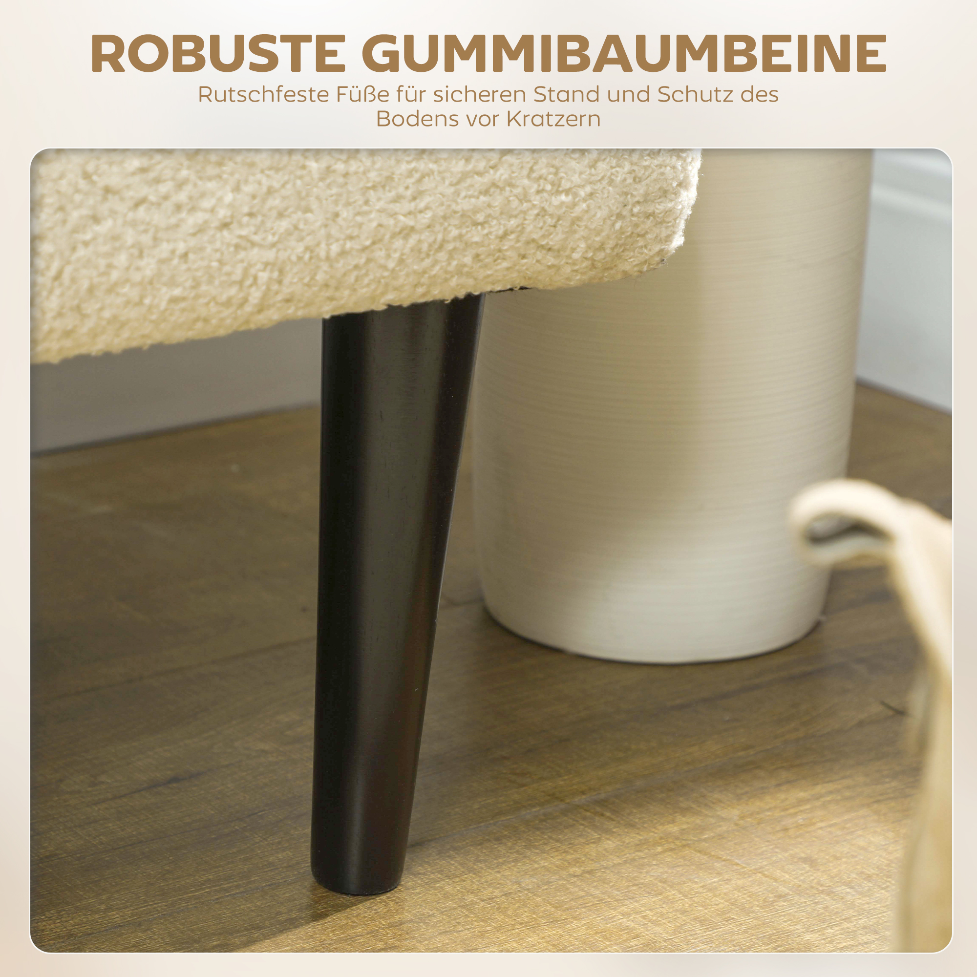 Sitzbank im Vintagedesign, Schuhbank, versteckter Stauraum, Kaschmir-Optik, Beige + Schwarz