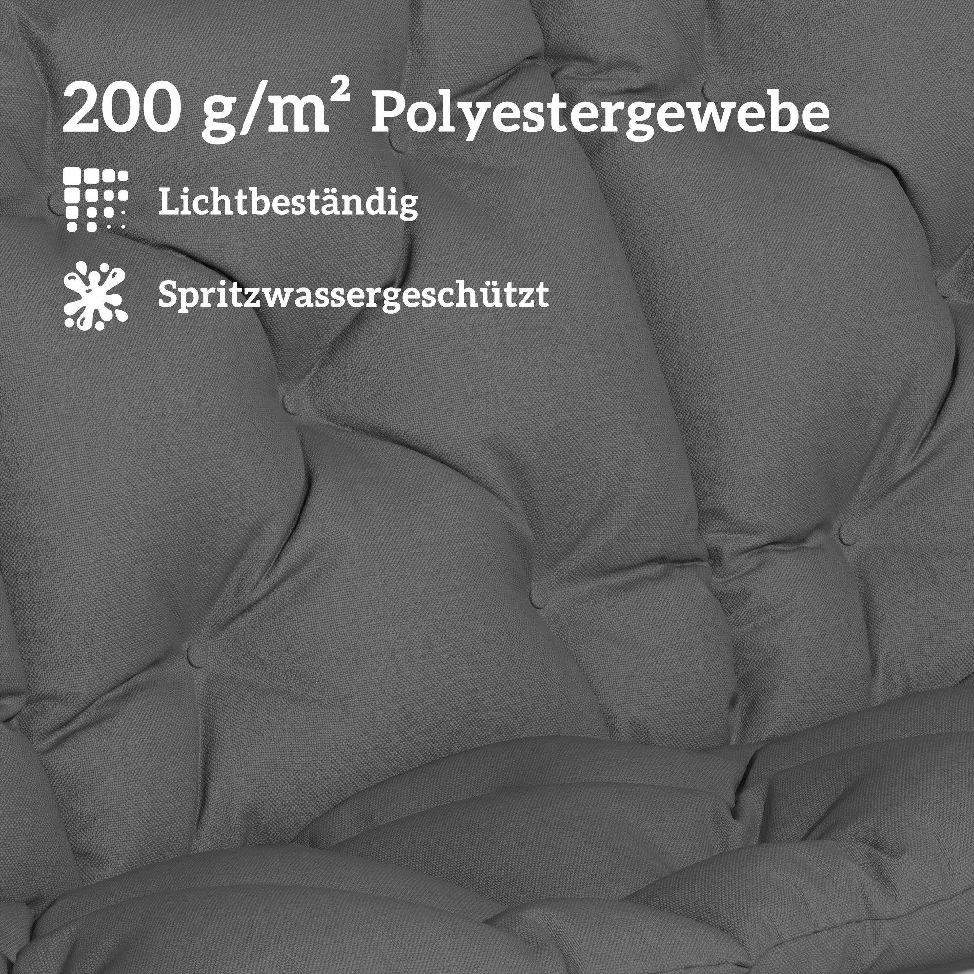 Bankkissen wasserabweisend rutschfest Outdoor-Schaukelpolster mit Rückenlehne & Befestigungen 150 x 100 cm dunkelgrau